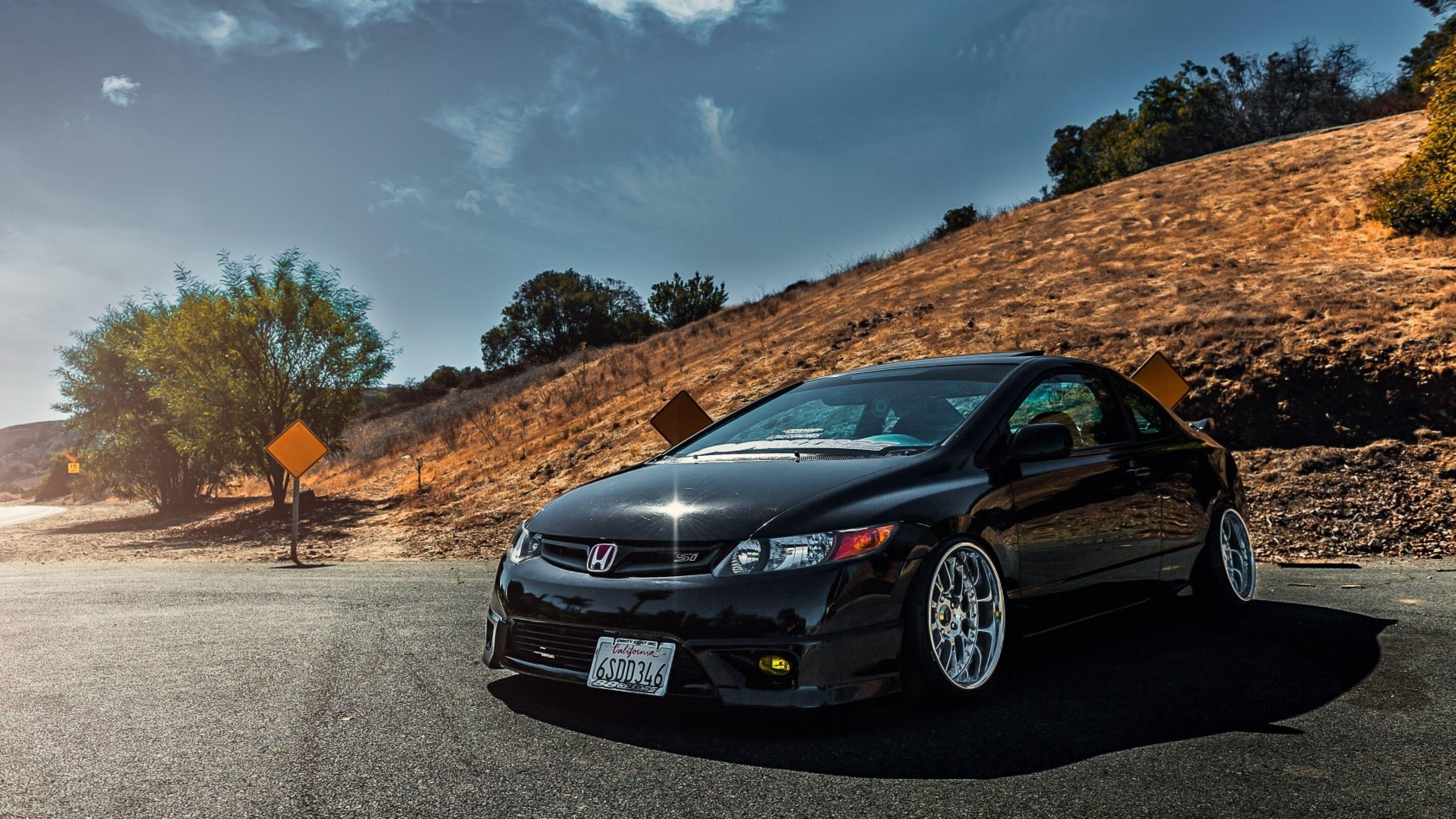 3840x2160 Download Wallpaper  Honda, Civic, Si, Black, Front view, Desktop