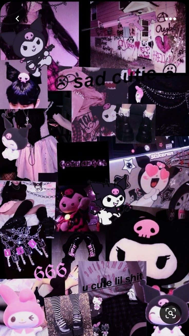 740x1310 Download A Collage Of Various Pink And Black Items Wallpaper, Phone