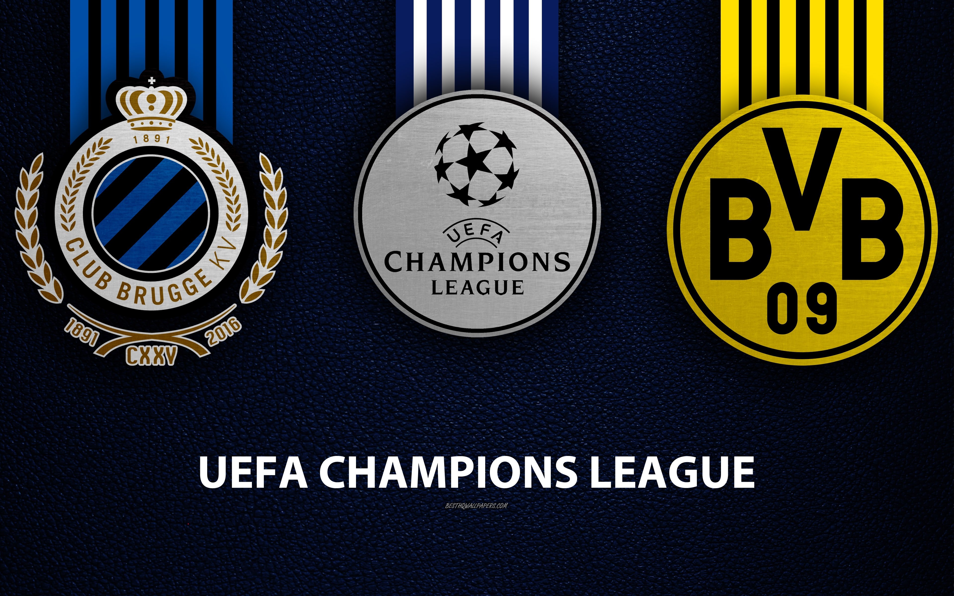 3840x2400 Download wallpaper Club Brugge KV vs Borussia Dortmund, 4k, leather, Desktop