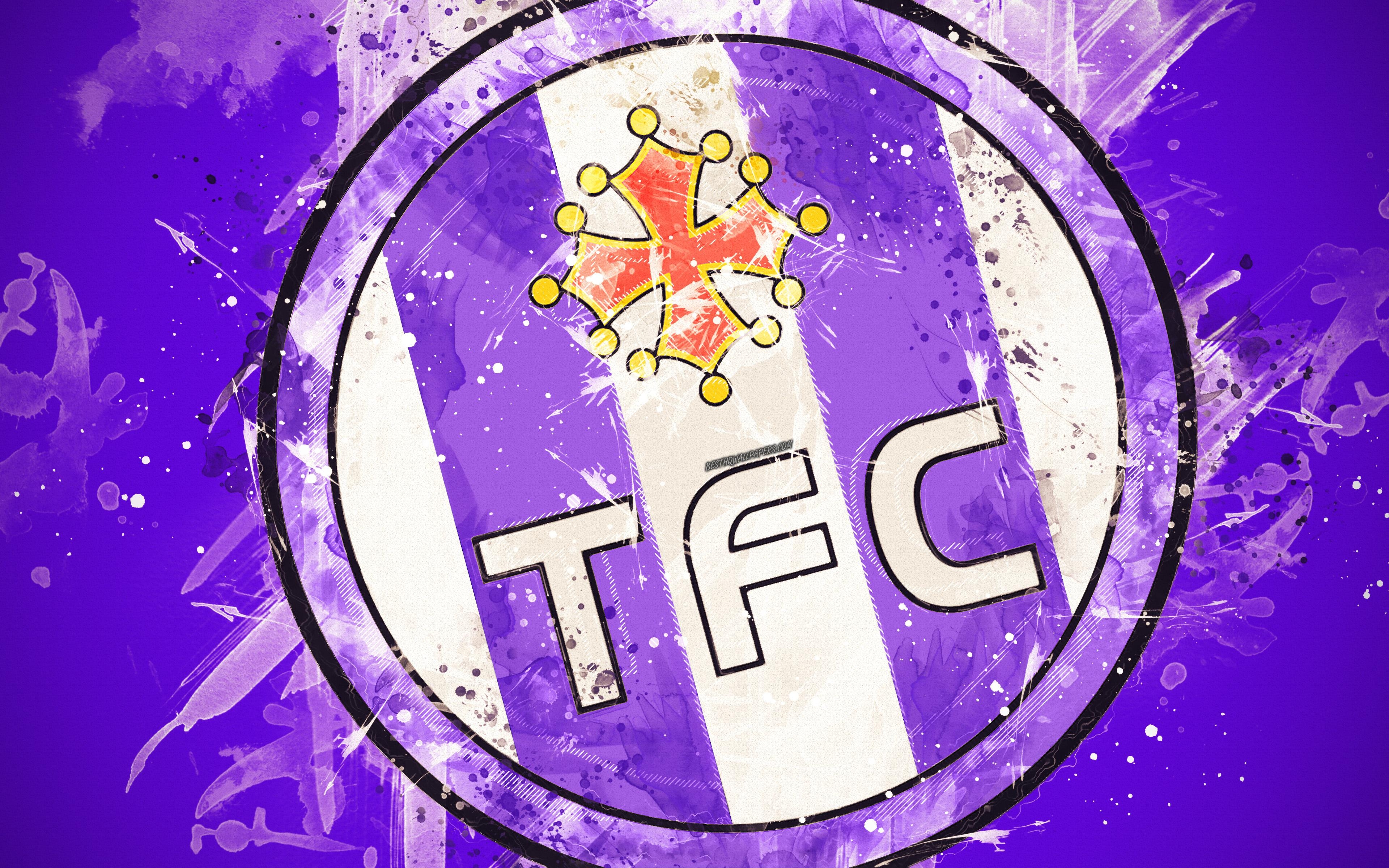 3840x2400 Download wallpaper Toulouse FC, 4k, paint art, creative, French, Desktop