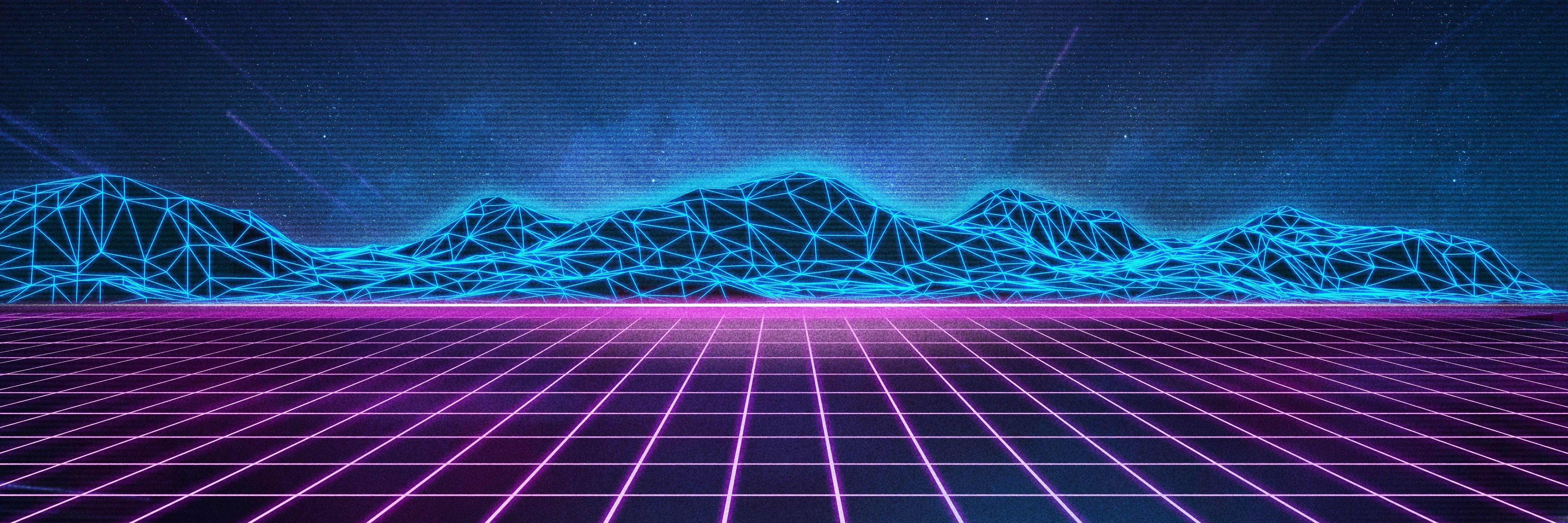 5760x1920 Vaporwave Wallpaper, Dual Screen