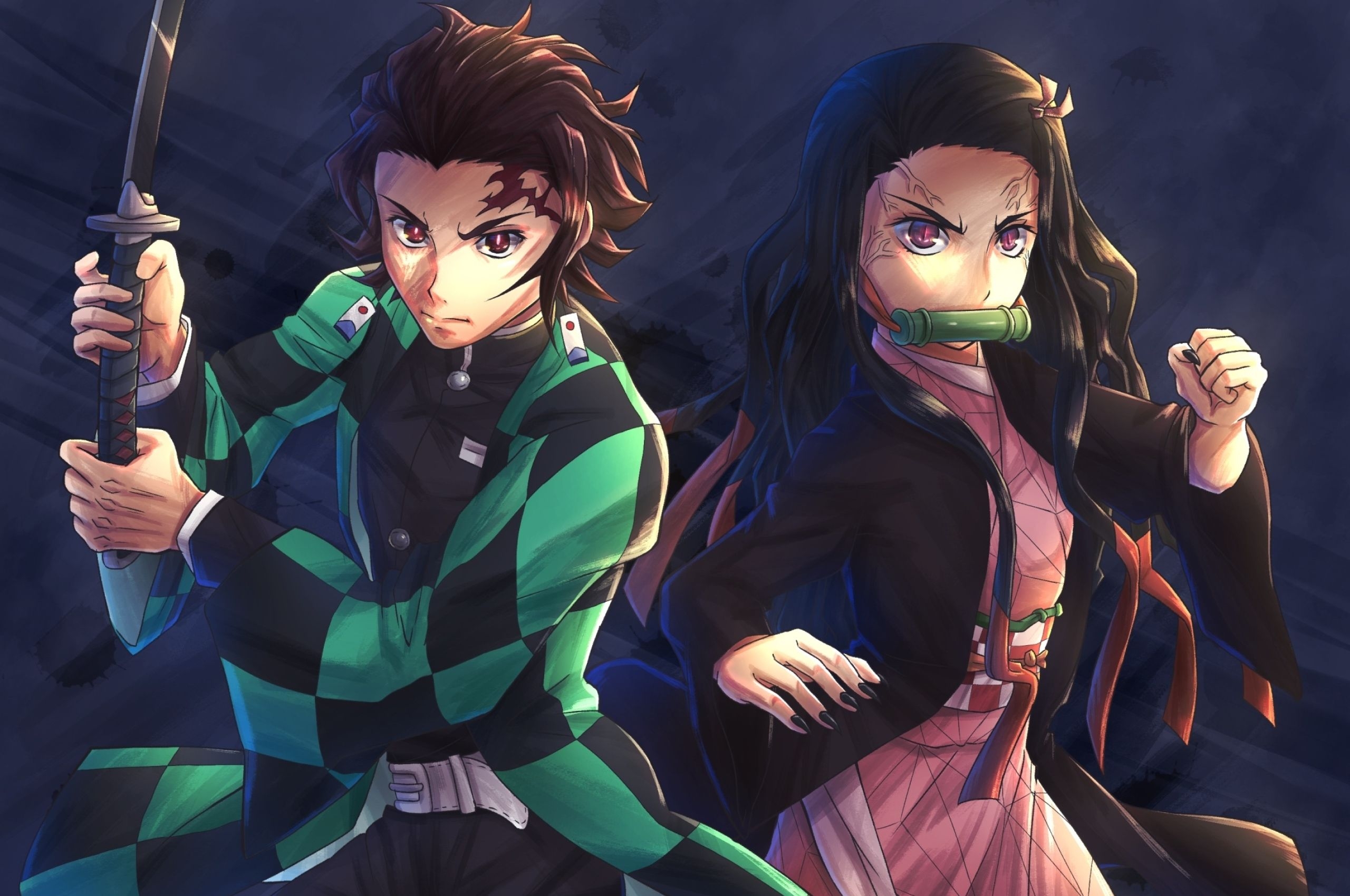 2560x1700 Nezuko Kamado and Tanjirou Kamado Chromebook Pixel Wallpaper, HD Anime 4K Wallpaper, Image, Photo and Background, Desktop