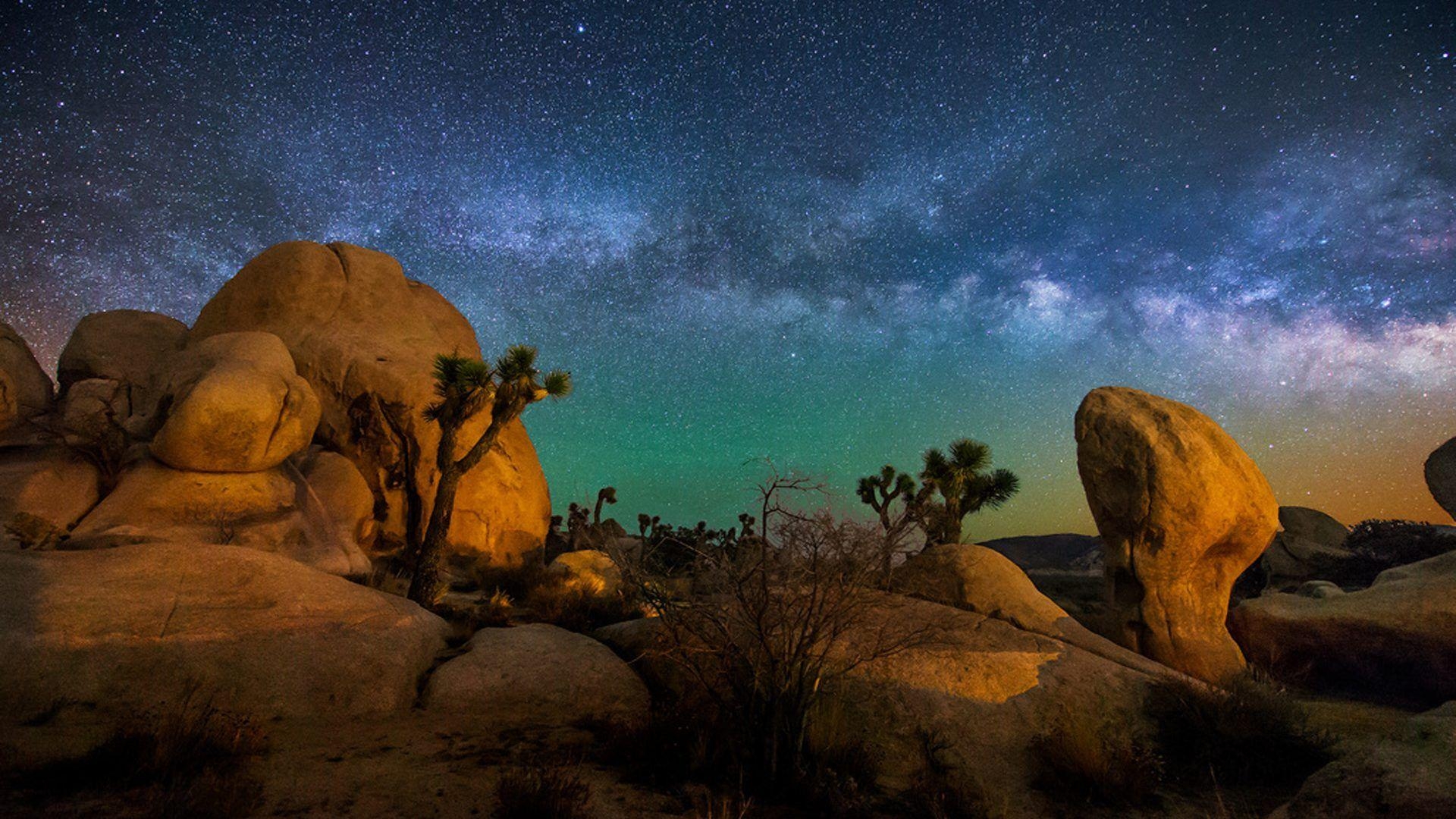 1920x1080 Starry Sky Joshua Tree National Park Usa HD Wallpaper For Desktop, Desktop