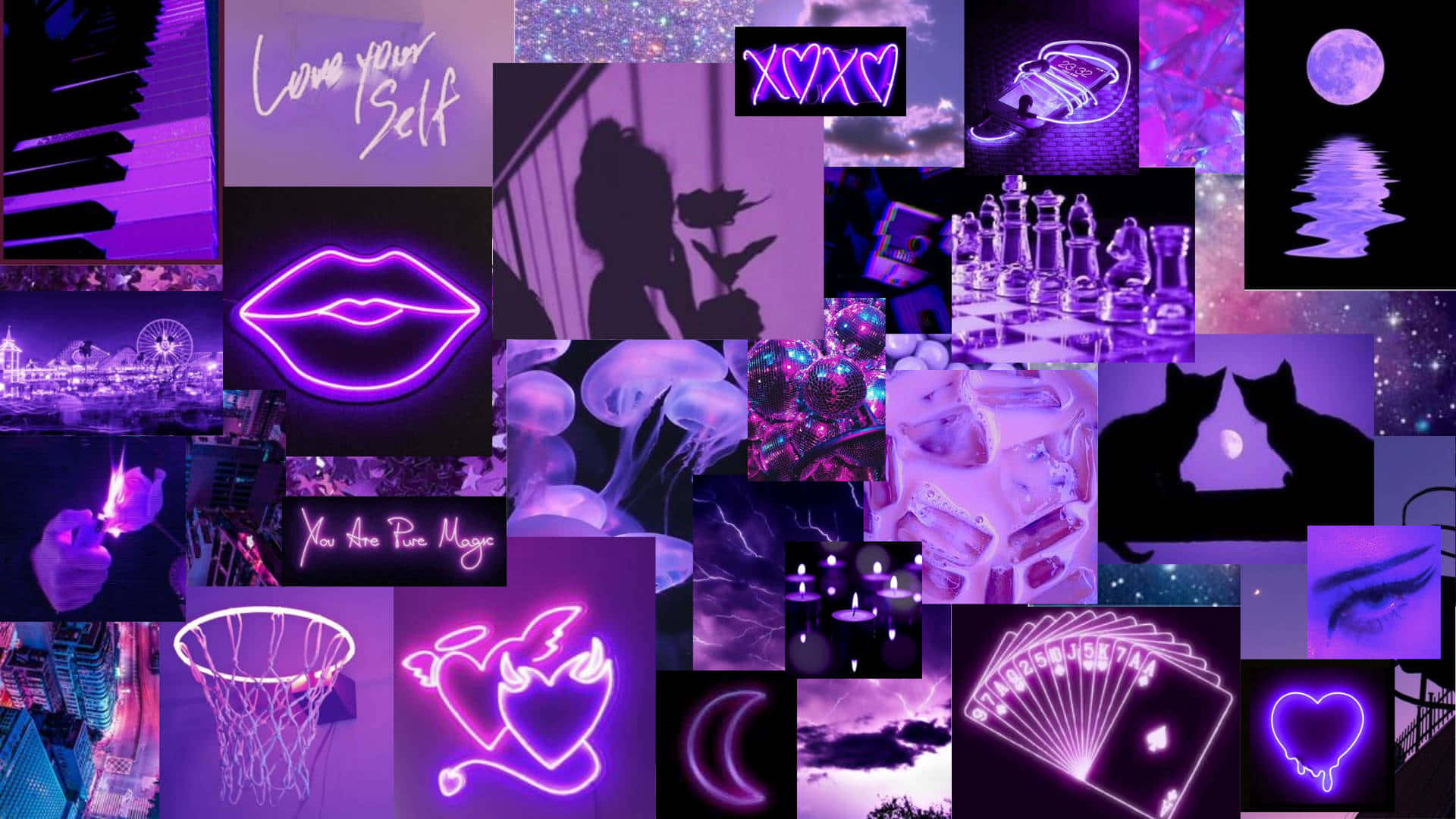 1920x1080 Purple Aesthetic Collage Background, Desktop