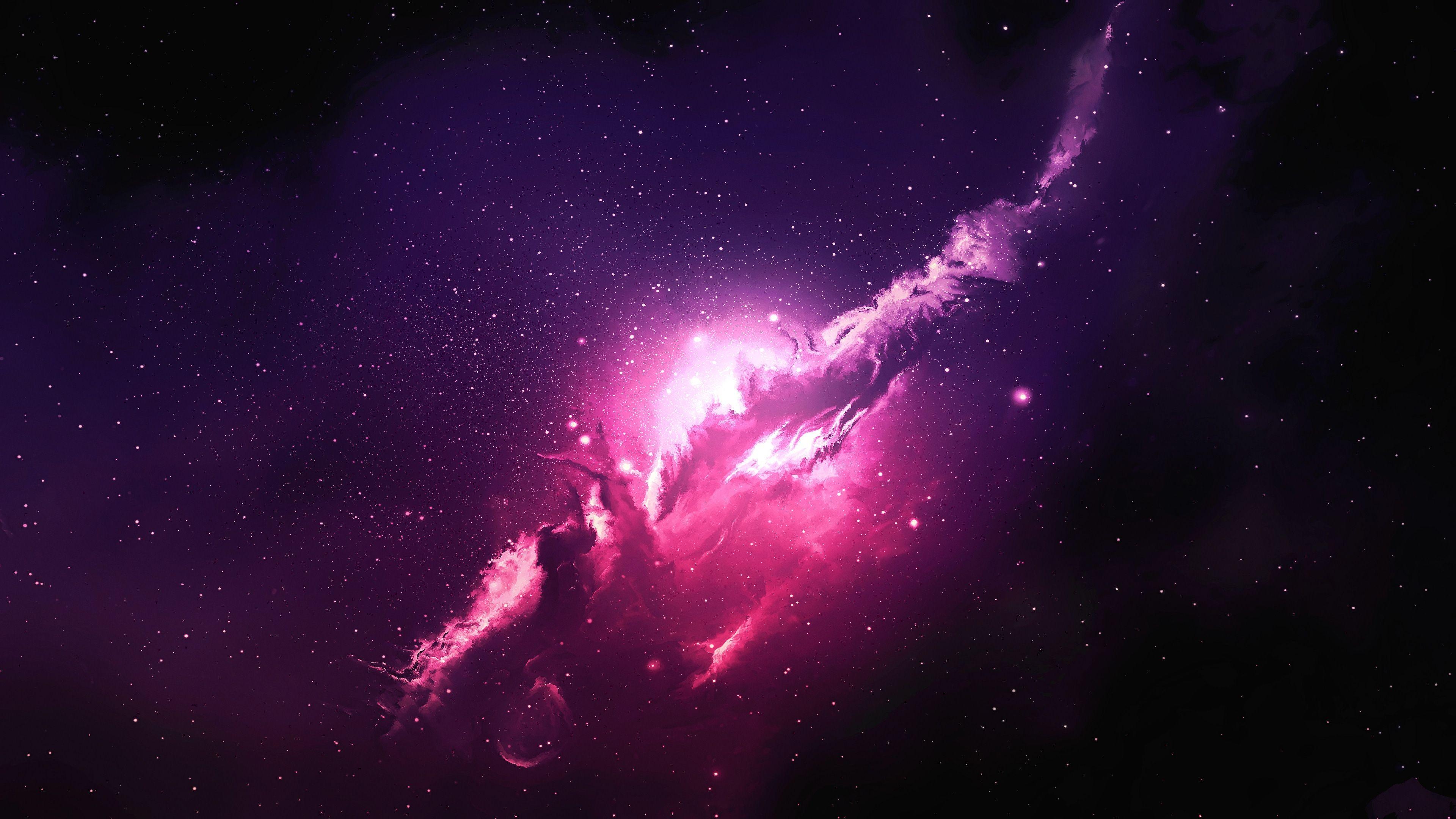 3840x2160 Wallpaper Nebula, Pink, Galaxy, Stars, 4K, Space, Desktop