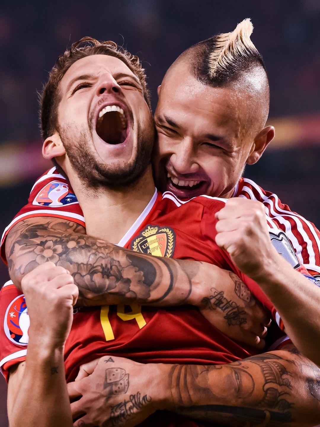 1080x1440 Belgium's Dries Mertens, left, celebrates with teammate Radja, Phone