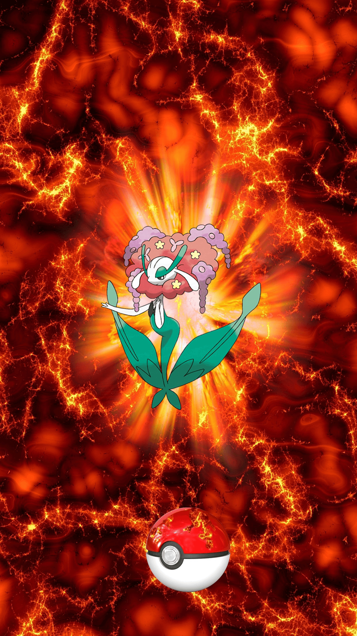 1250x2210 Fire Pokeball Florges Florges 147 Floette, Phone