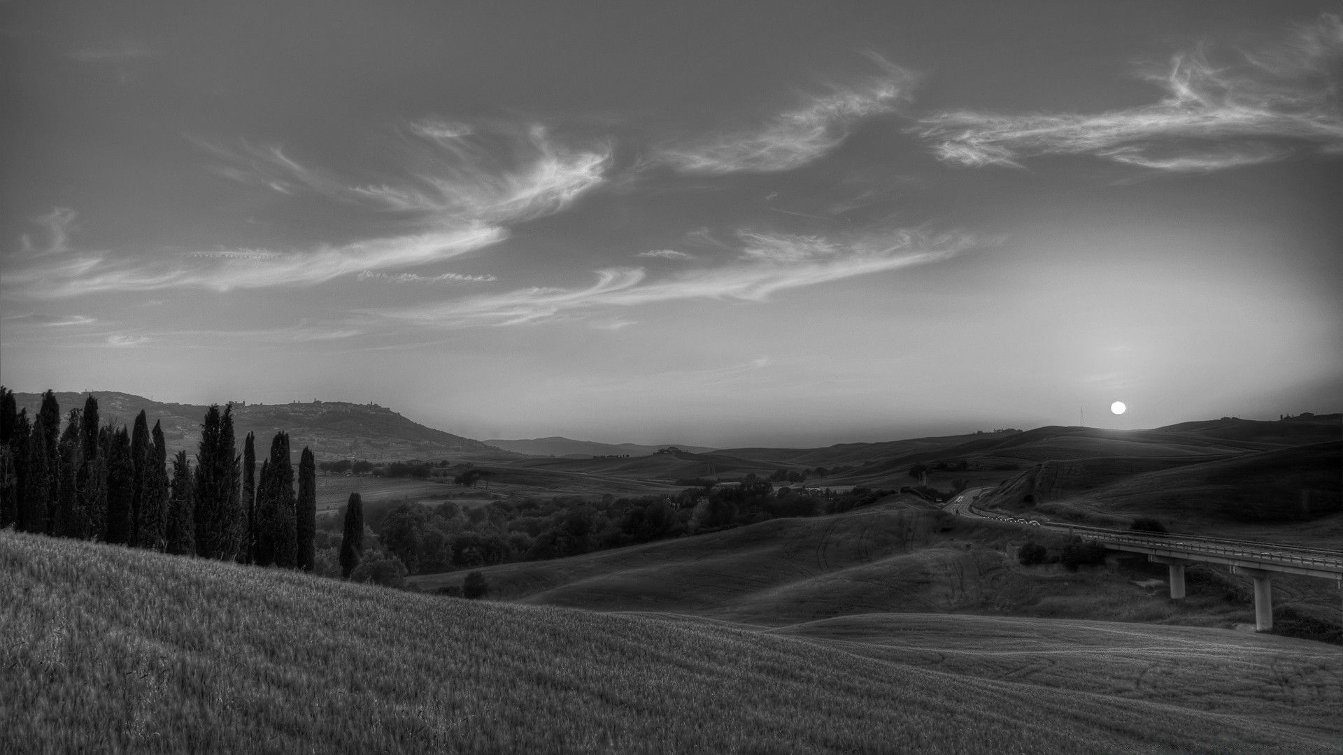 1920x1080 Tuscany Landscape Monochrome, Desktop