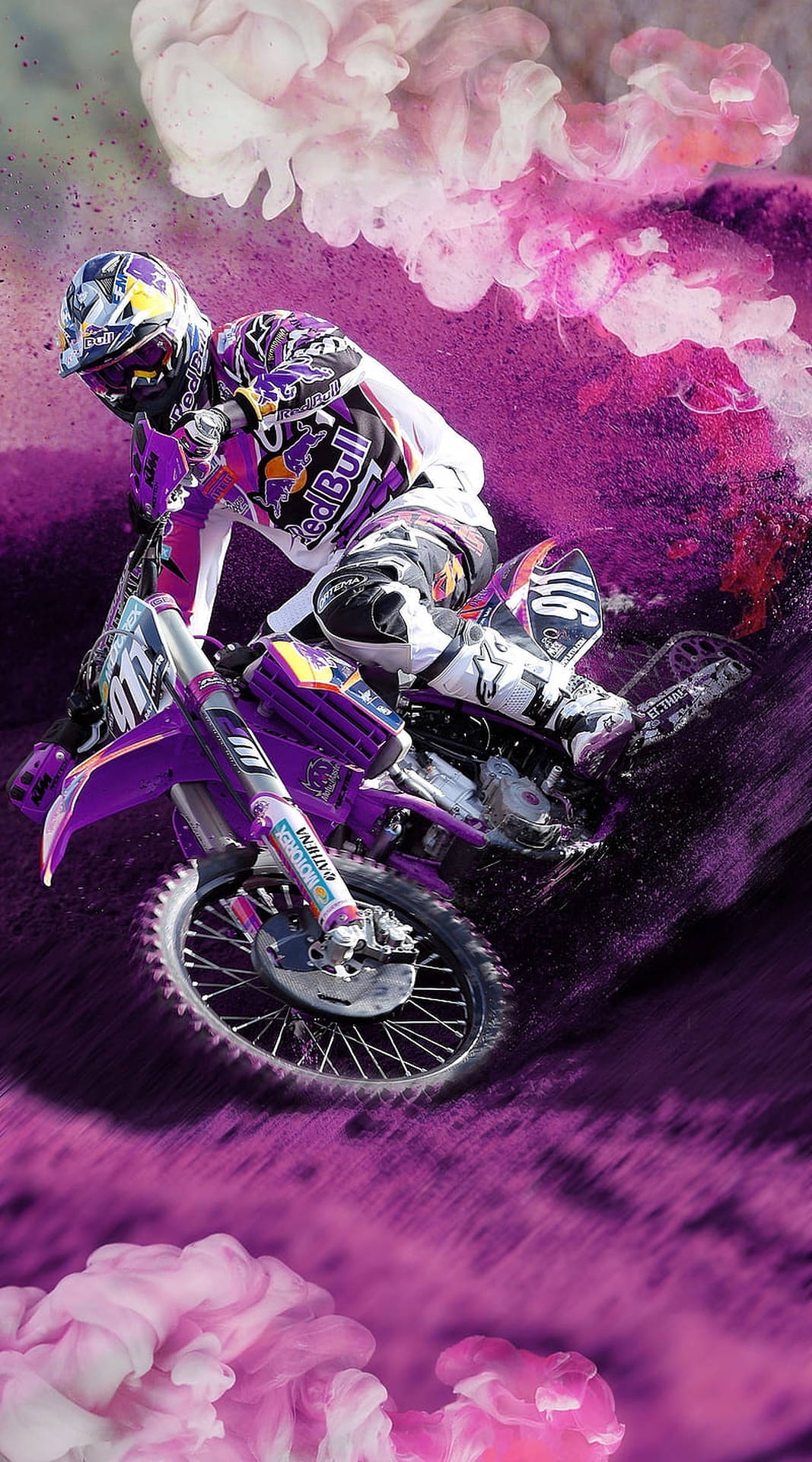 1070x1920 Download Dirt Bike Pink Smoke Wallpaper, Phone