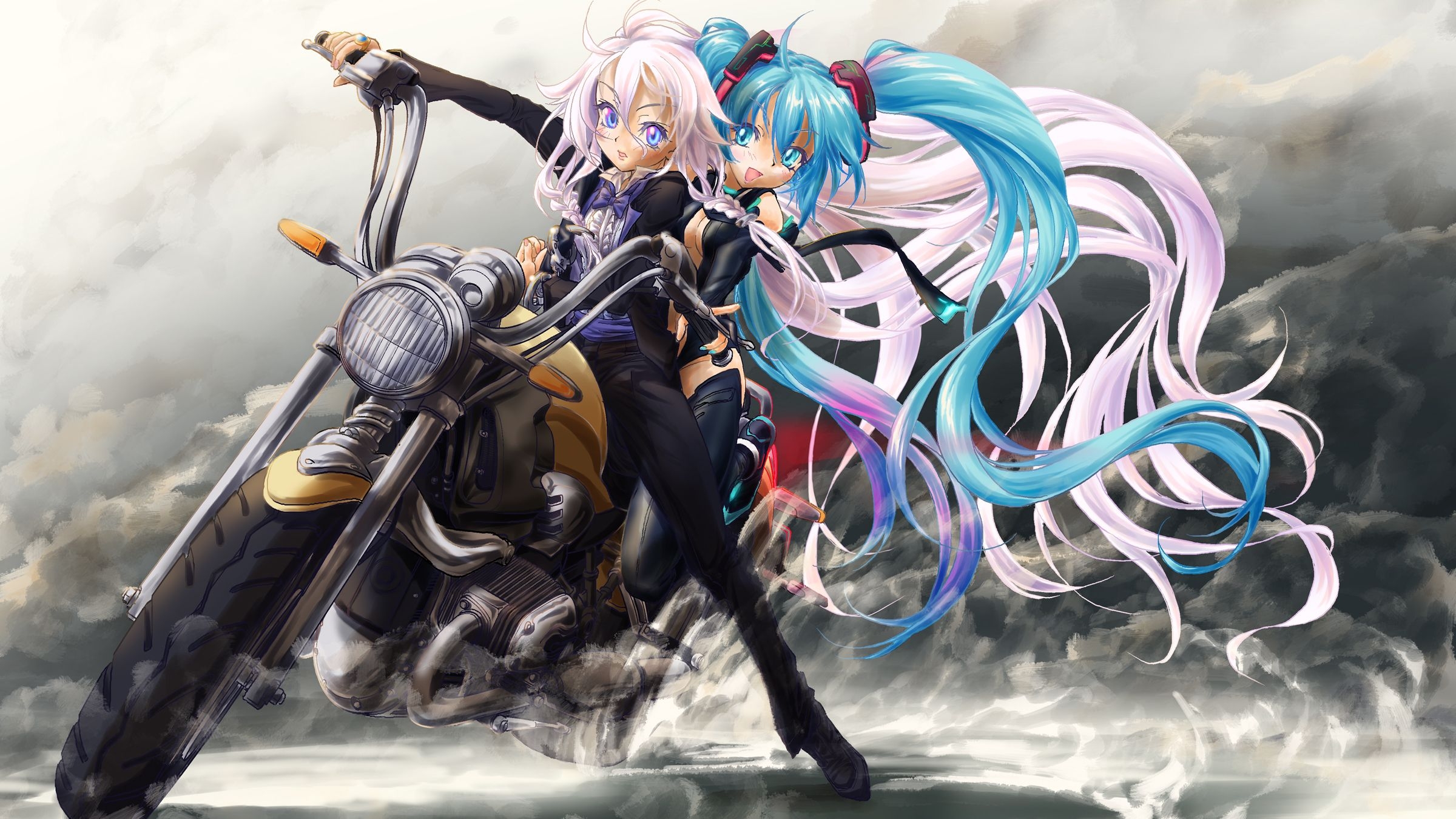 2400x1350 Anime Girl Riding Motorcycle, Desktop