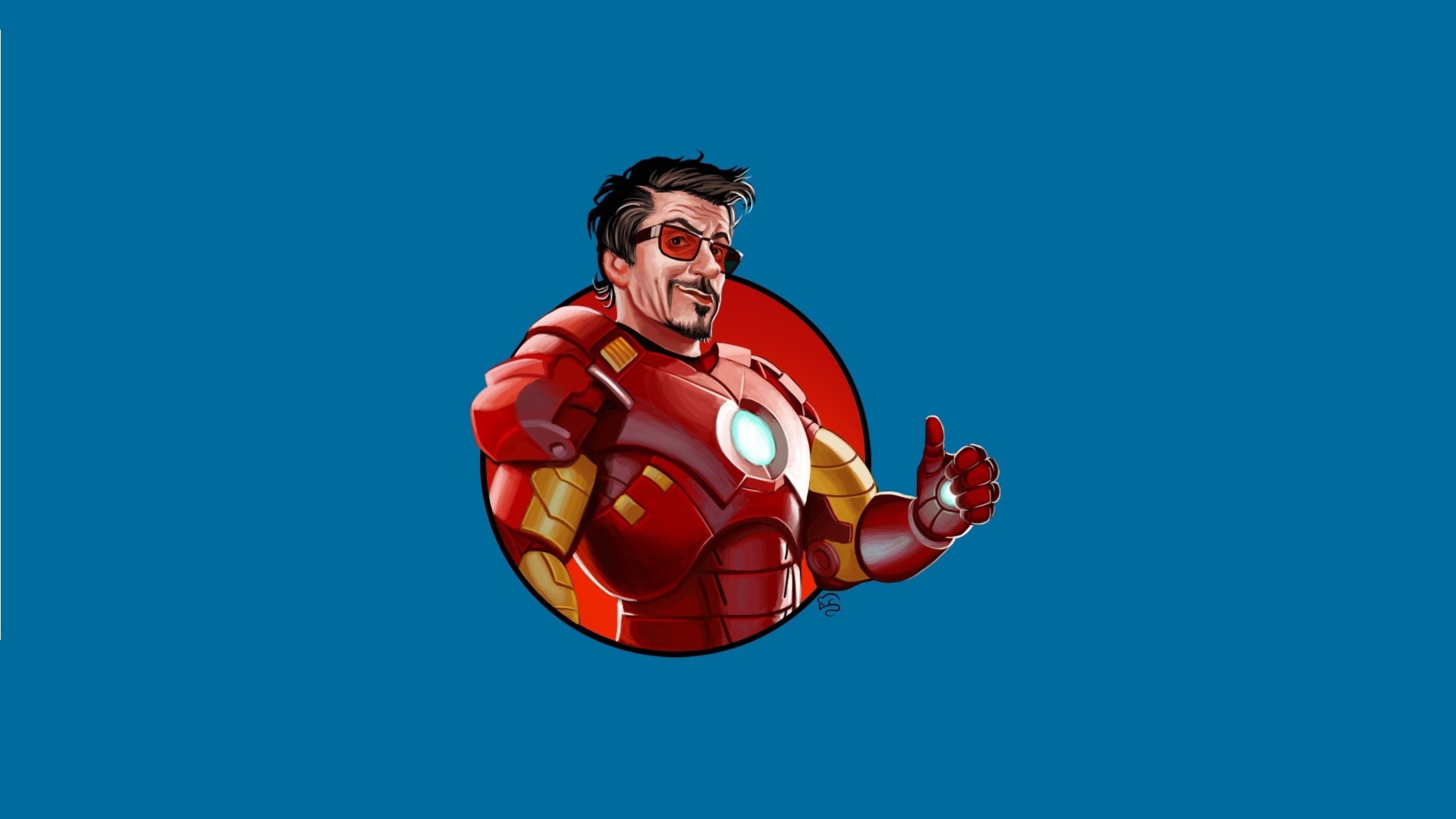 3840x2160 Minimalistic Iron Man Sunglasses Tony Stark Thumbs Man Ok HD Wallpaper, Desktop