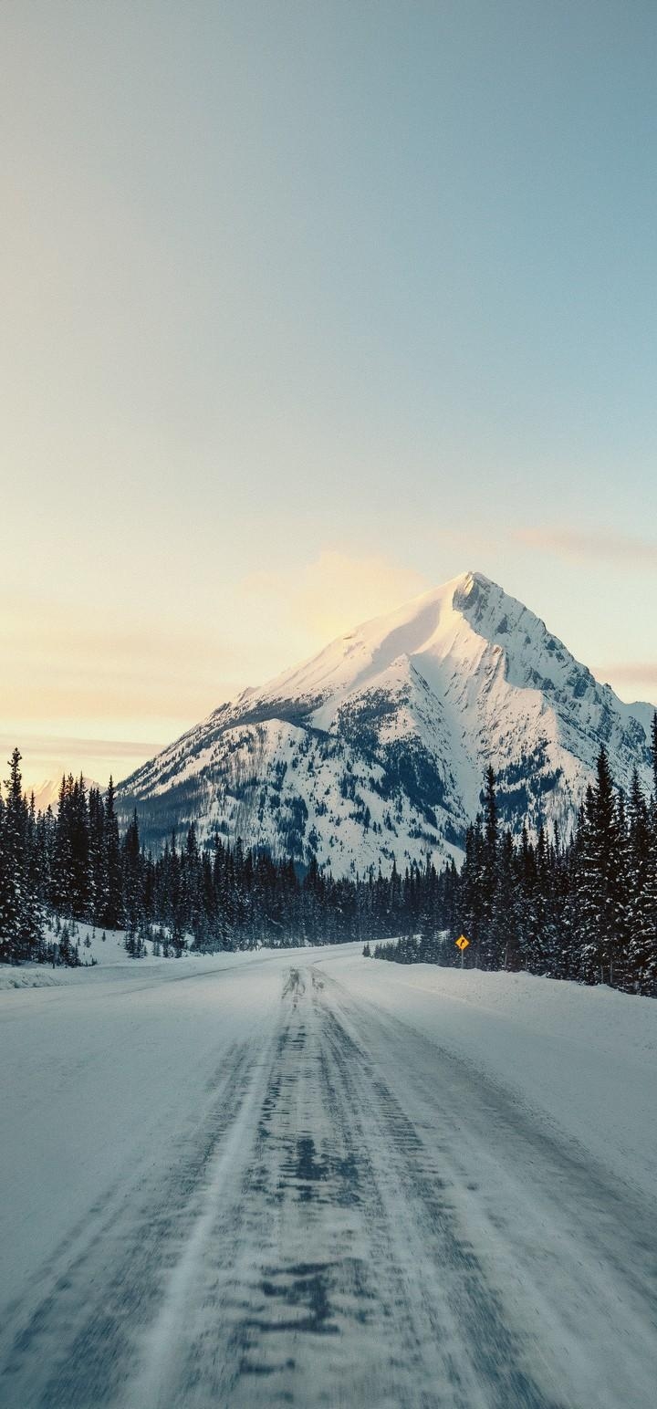 720x1550 Mountain Road Snow Nature Wallpaper - [], Phone