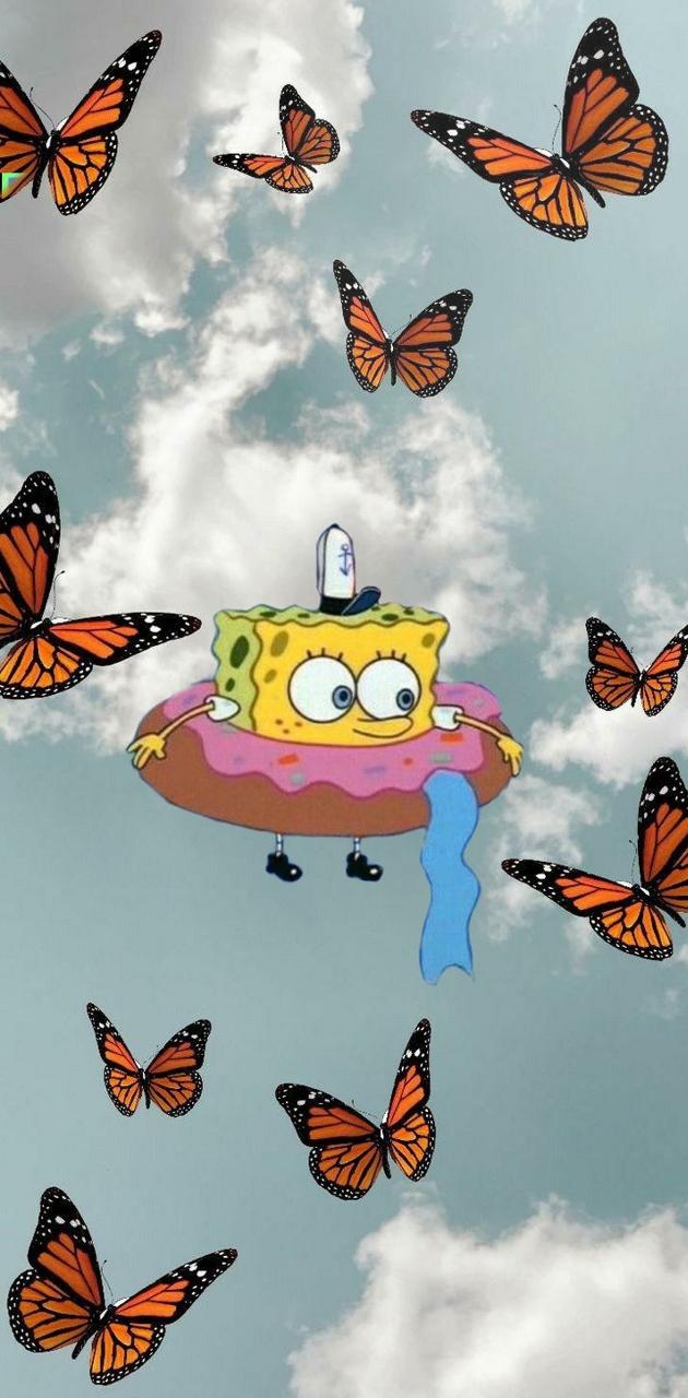 630x1280 Spongebob in the sky wallpaper, Phone