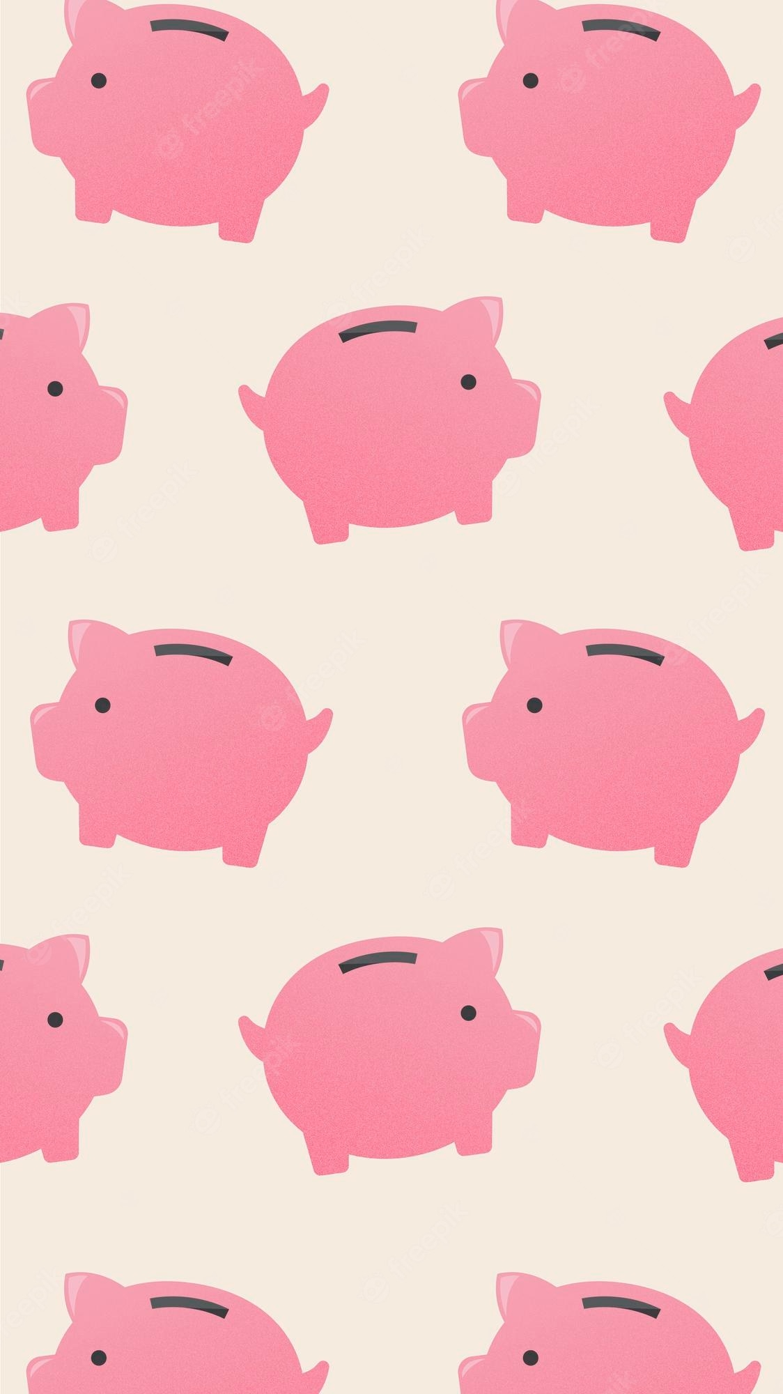 1130x2000 Free Vector. Piggy bank mobile wallpaper, cute money finance illustration vector, Phone