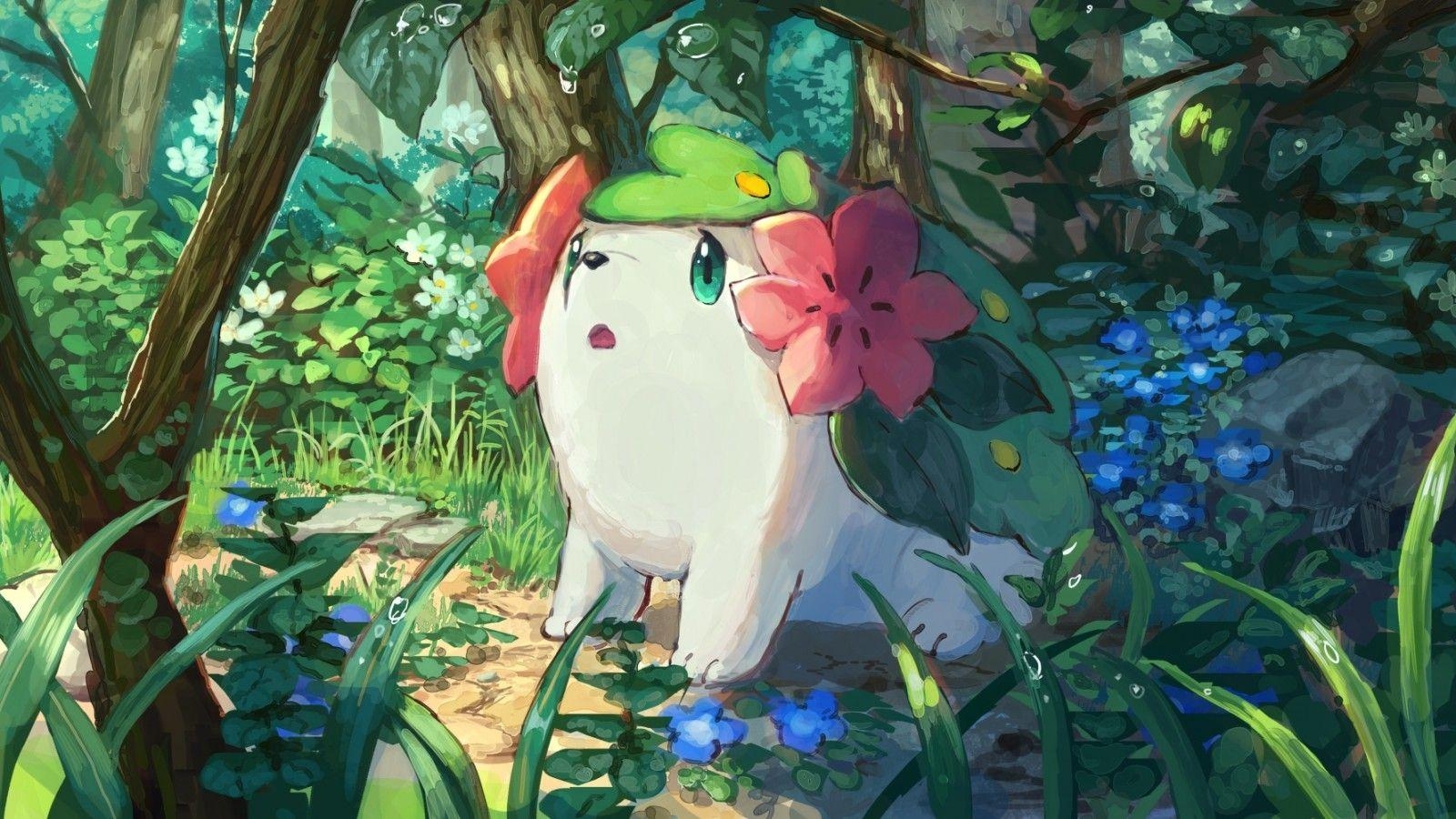 1600x900 Download  Pokemon Shaymin, Cute, Forest, Bubbles Wallpaper, Desktop