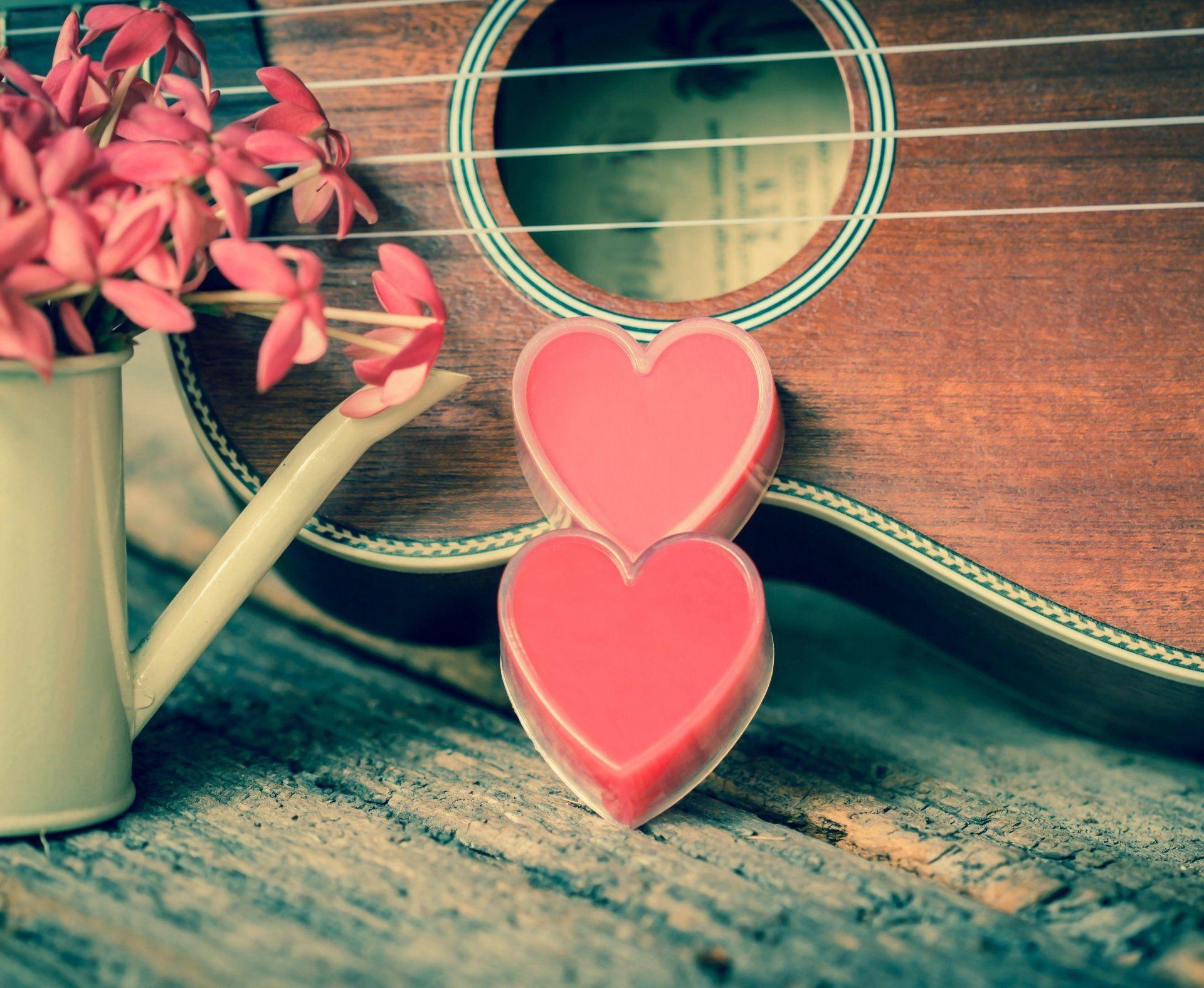 1920x1580 vintage love heart romantic heart ukulele flower HD wallpaper, Desktop