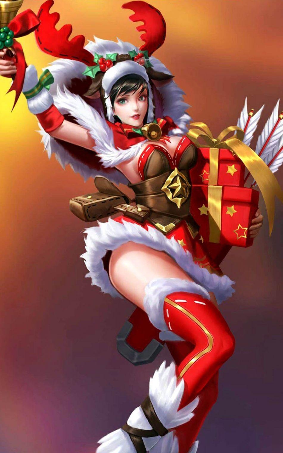 950x1520 Christmas Cheer Miya Mobile Legends Free 4K Ultra HD Mobile Wallpaper, Phone