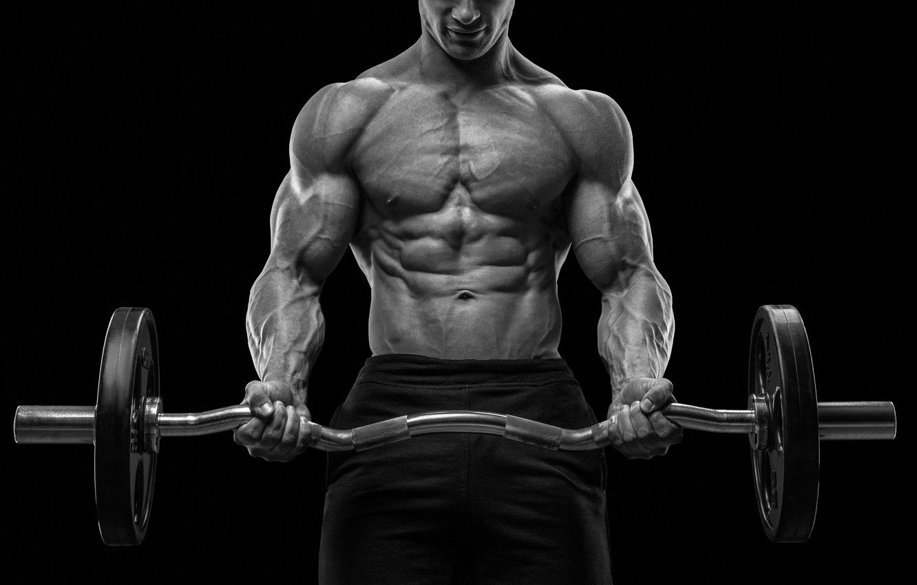 1340x850 Wallpaper muscle, muscle, rod, background black, muscles, press, gym, Bodybuilding, bodybuilder, training, abs, weight, bodybuilder image for desktop, section спорт, Desktop