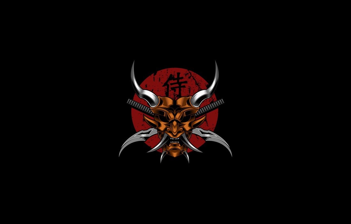 1340x850 Samurai Mask Wallpaper, Desktop