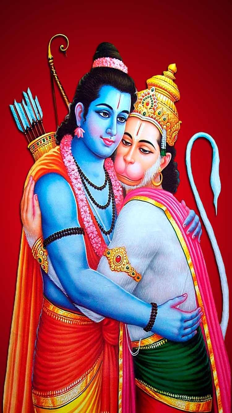 750x1340 Hanuman hugs Shree Ram mobile HD wallpaper, Phone