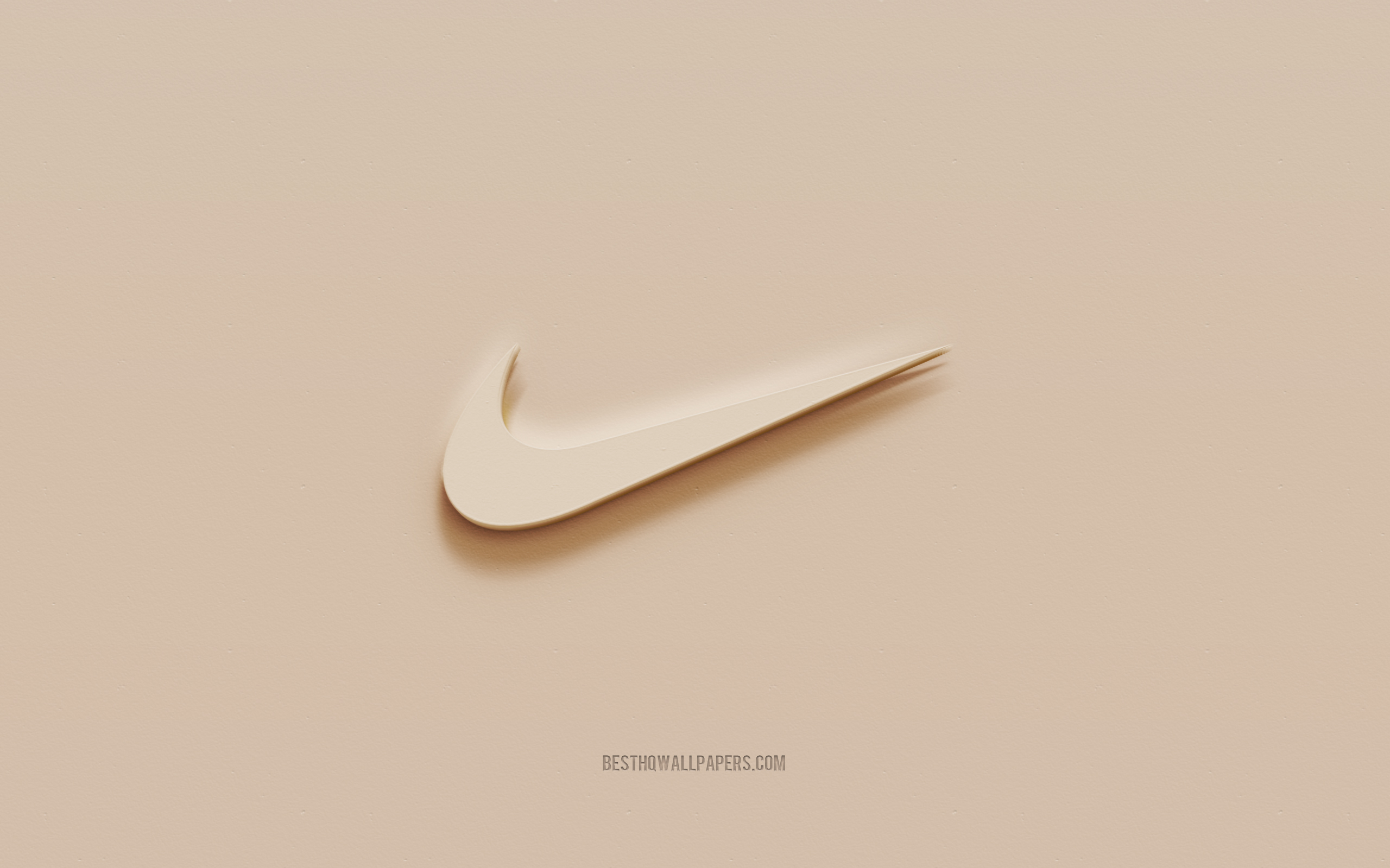 2560x1600 Download wallpaper Nike logo, brown plaster background, Nike 3D logo, brands, Nike emblem, 3D art, Nike for desktop with resolution. High Quality HD picture wallpaper, Desktop