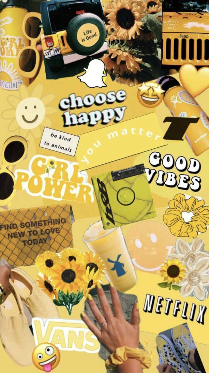 740x1310 Download Girl Things Collage Yellow, Phone