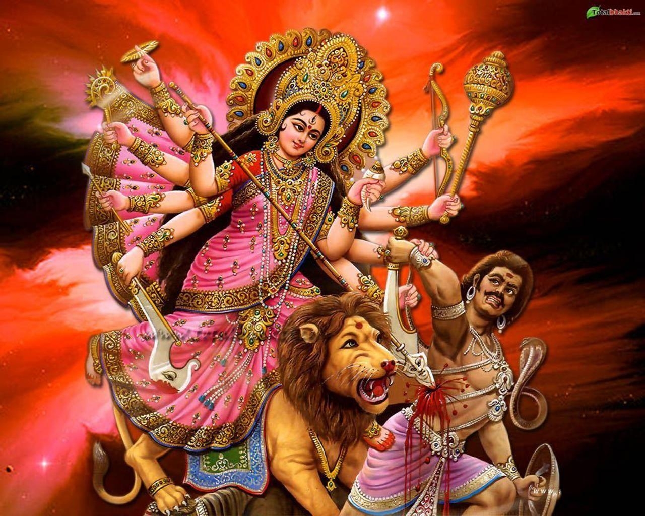 1280x1030 durga wallpaper, Hindu wallpaper, Maa Durga killing Mahishasur image, Desktop