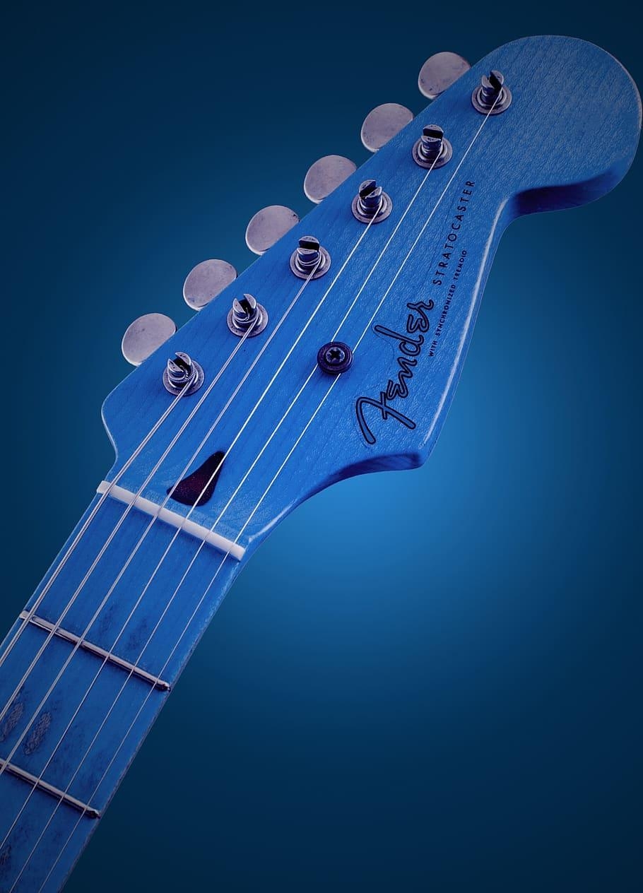 910x1270 HD wallpaper: blue Fender Stratocaster electric guitar headstock, Phone