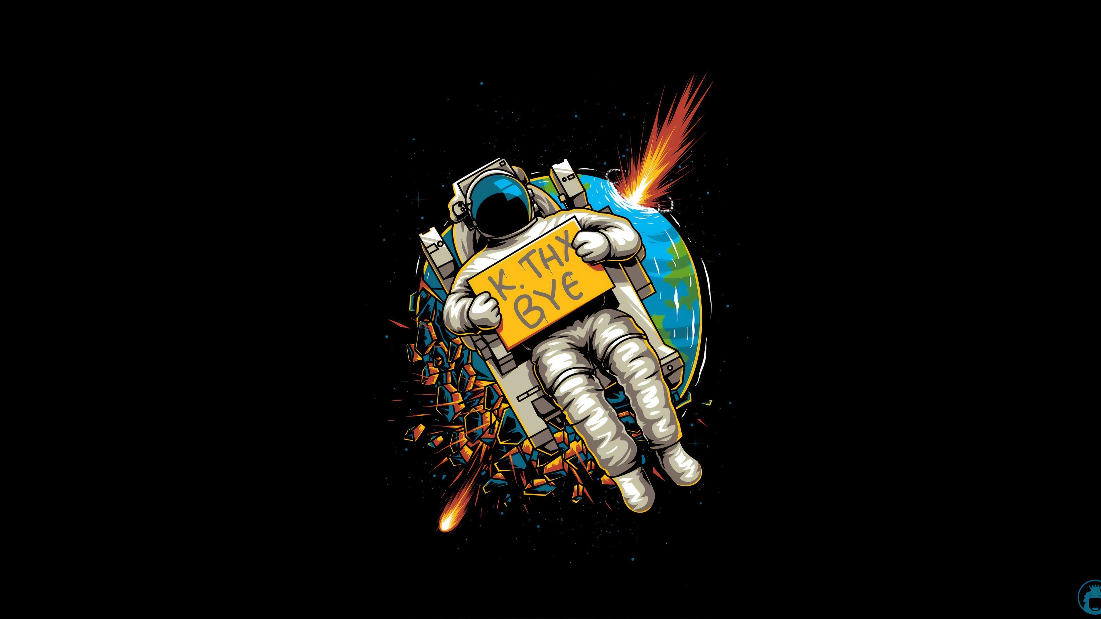 3840x2160 Astronaut Okae Bye Oled Wallpaper, Hd Wallpaper, Digital Art Wallpaper, Dark Wallpaper, Black Wallpaper,. Astronaut Wallpaper, Art Wallpaper, Dark Wallpaper, Desktop