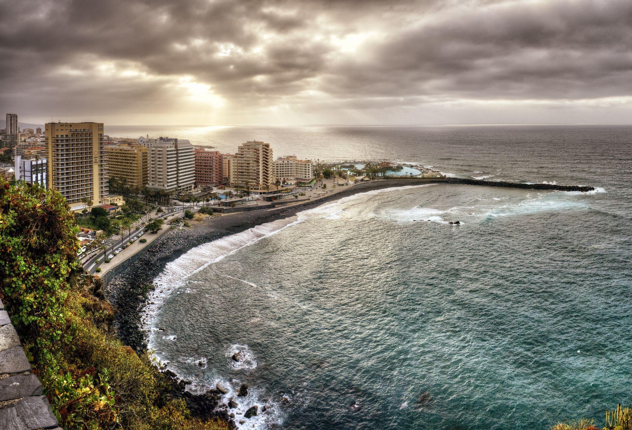 2050x1400 Canary Islands Atlantic Ocean coast buildings ocean landscape, Desktop