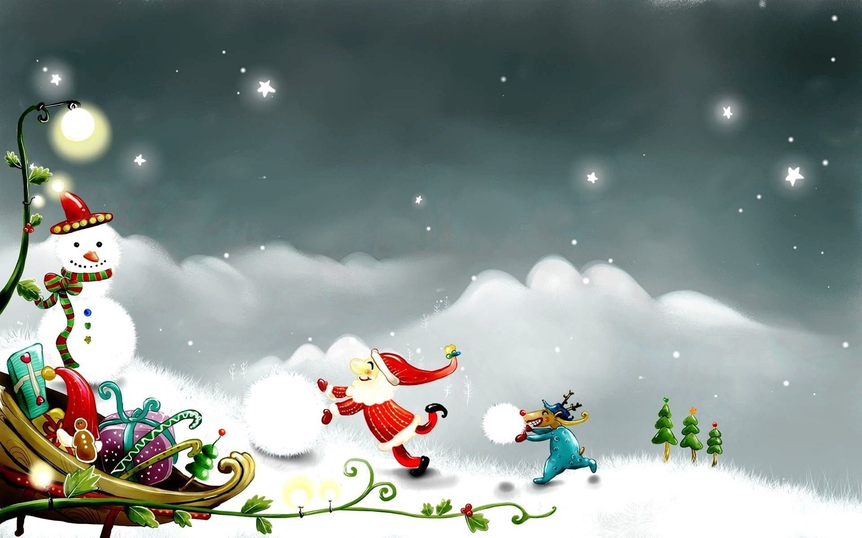 1680x1050 Wallpaper For Desktop With Winter, Cartoon, Happy, Wallpaper, Eve. Desktop Background, Desktop