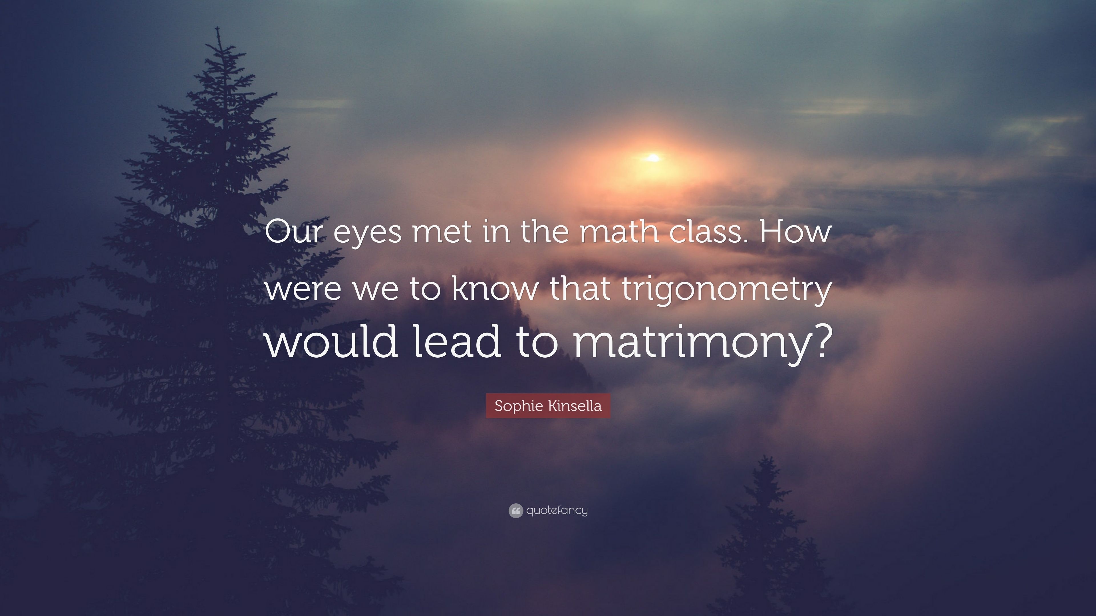 3840x2160 Sophie Kinsella Quote: “Our eyes met in the math class. How were we to know that trigonometry would lead to matrimony?” (7 wallpaper), Desktop