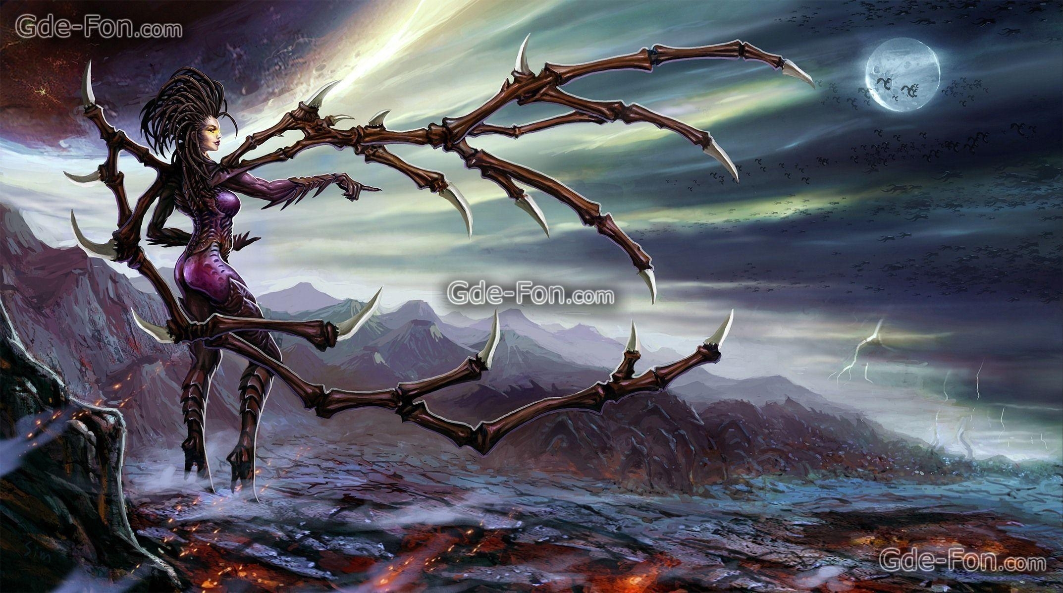 2150x1200 Download wallpaper Sarah Kerrigan, Queen of Blades, Zerg free, Desktop