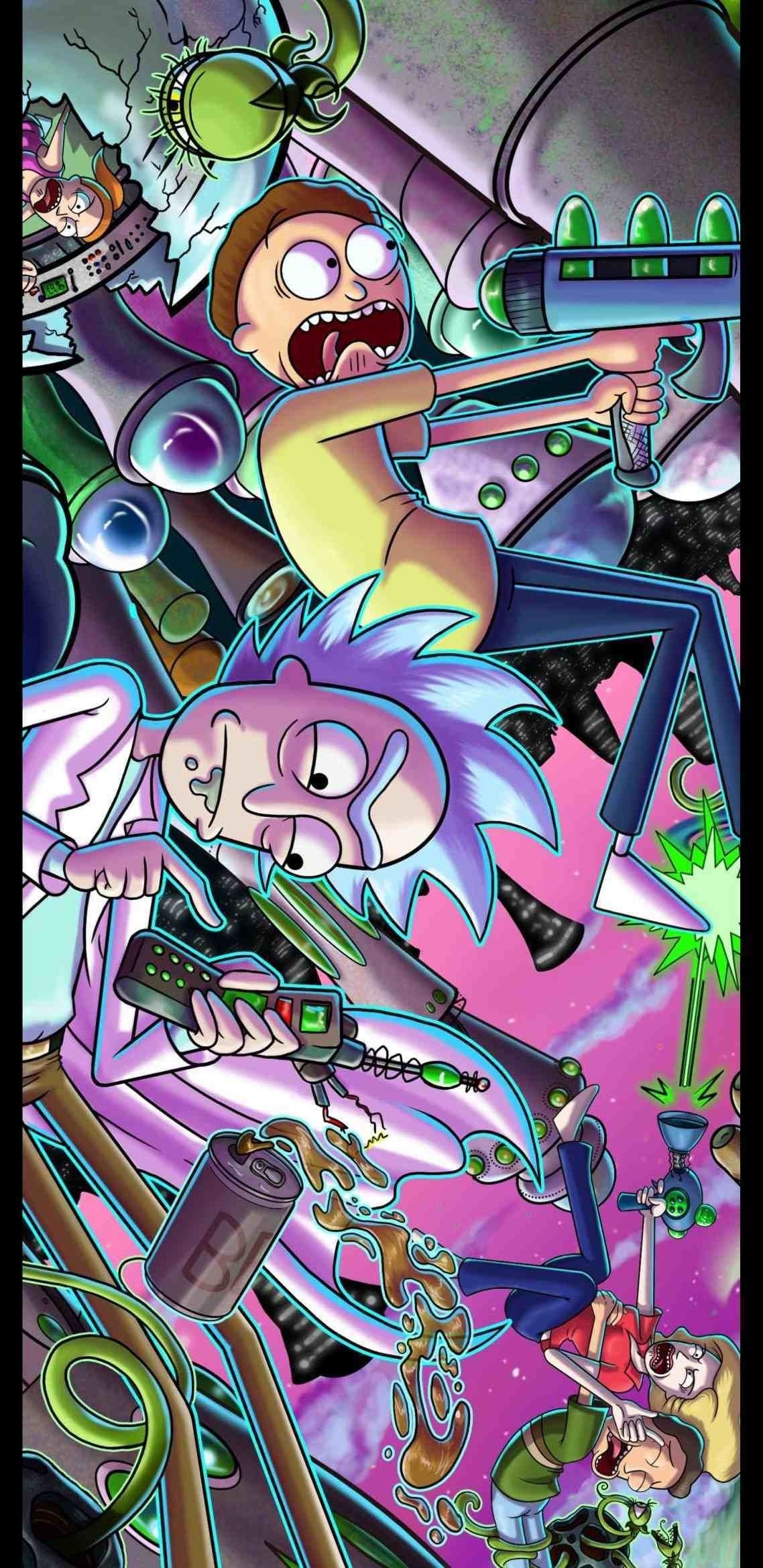 1140x2340 Rick and Morty Trippy Wallpaper, Phone