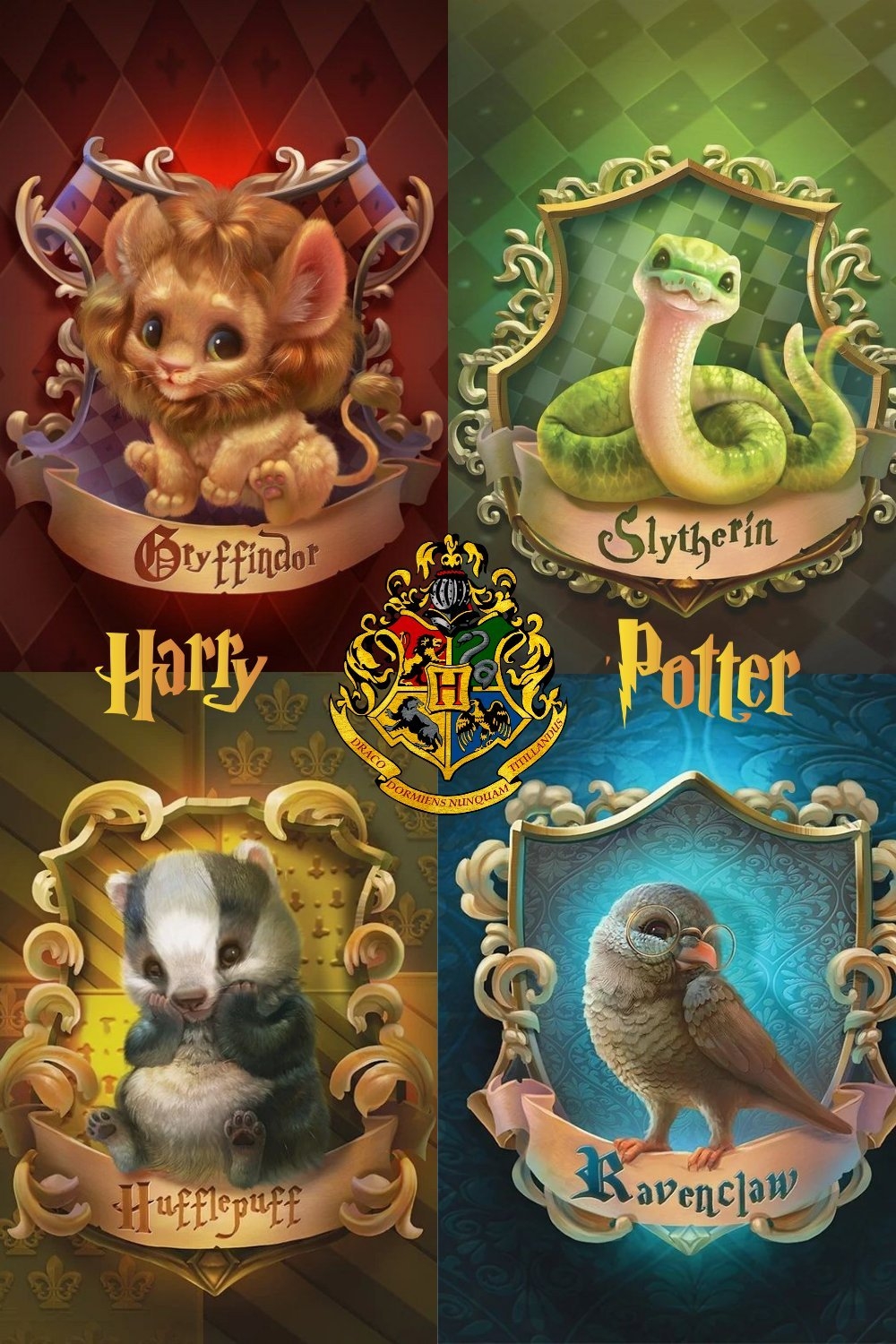 1000x1500 SCIANVIH Potter Casas de Hogwarts Wallpaper. #HarryPotter #Ilustración #Hogwarts #Cute #Gryffindor #Slytherin #Hufflepuff #Ravenclaw # Wallpaper, Phone