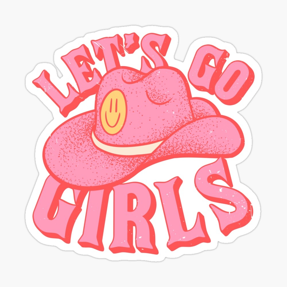 1000x1000 Let&;s Go Girls. Pink Cowboy Cowgirl Rodeo Hat Preppy Aesthetic Bachelorette Party. HOWDY Y&amp;amp;;ALL. White Background Tapestry, Phone