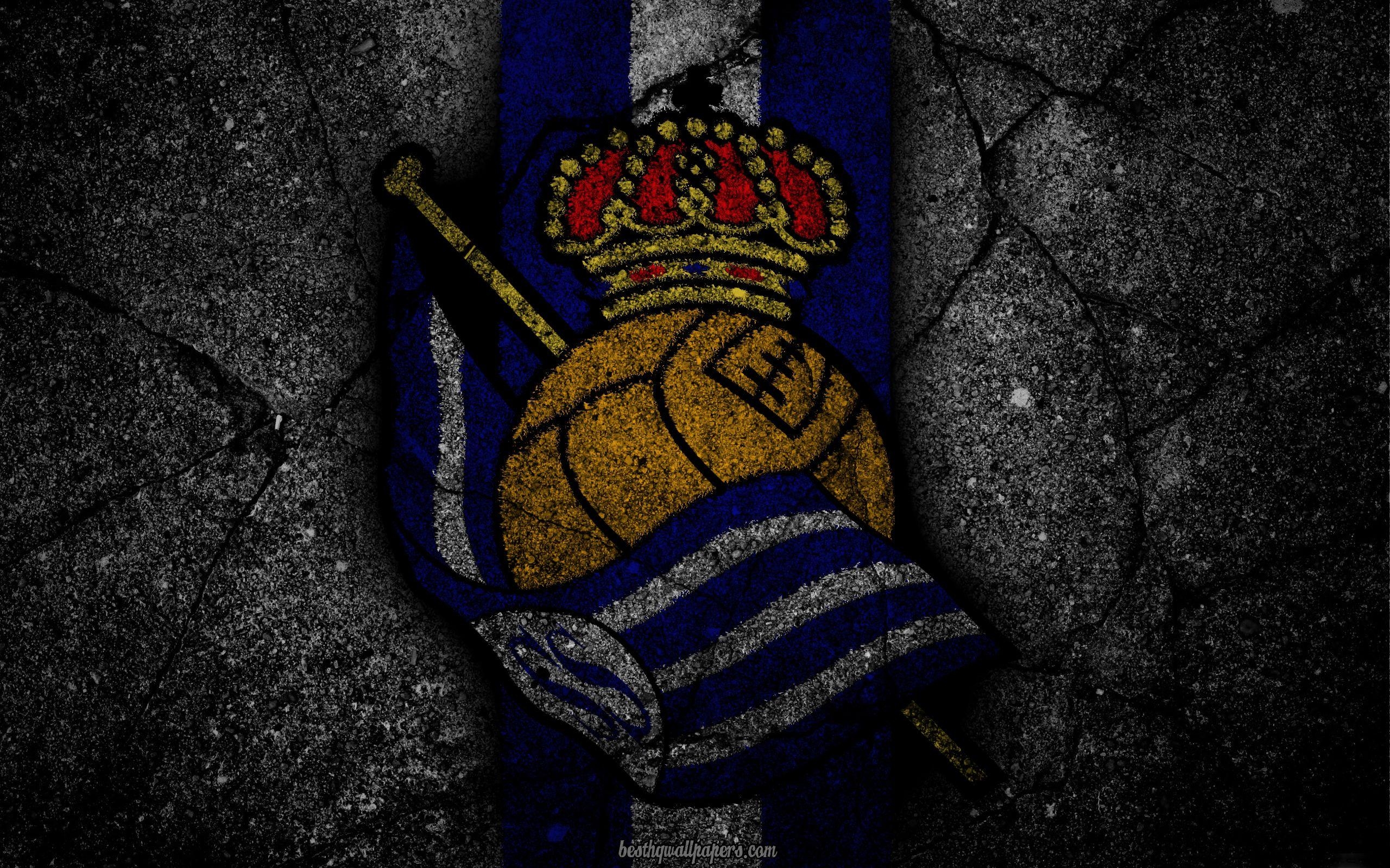 2560x1600 Download wallpaper Real Sociedad, logo, art, La Liga, soccer, Desktop