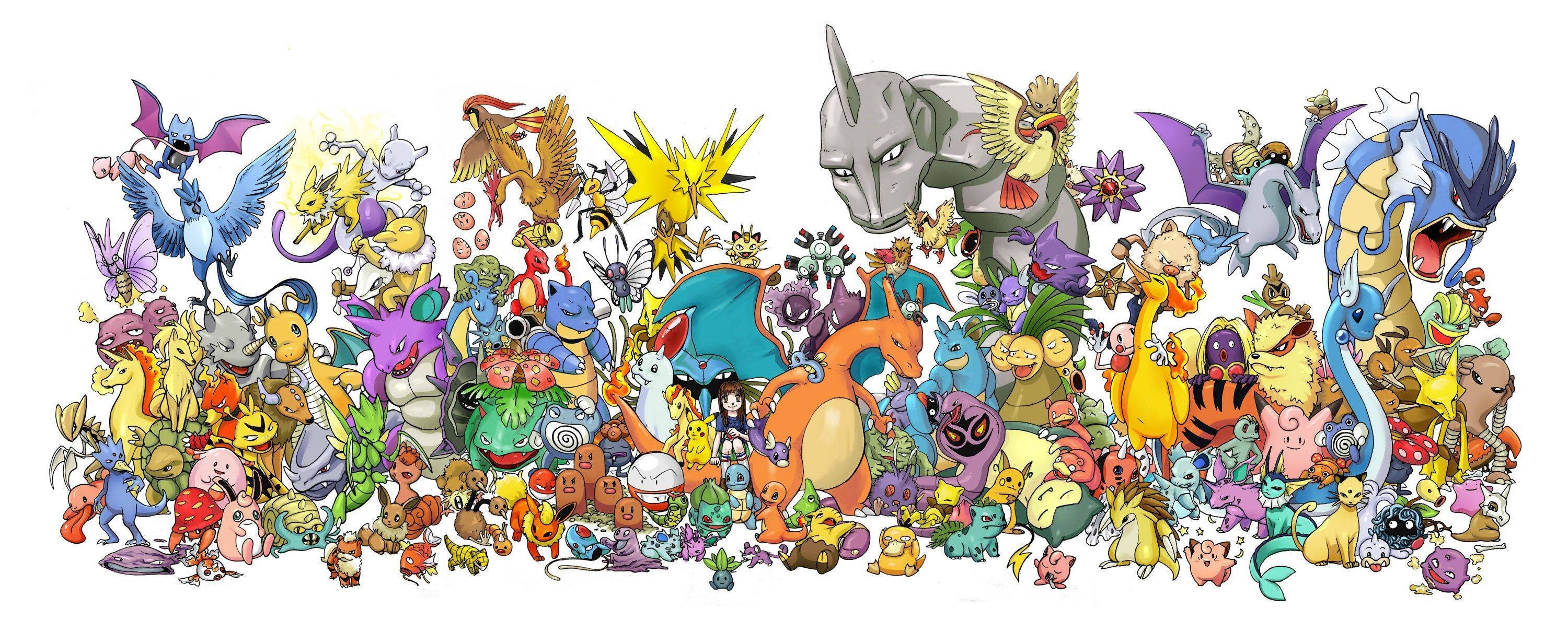 3000x1210 Original 151 Pokemon Wallpaper, Dual Screen