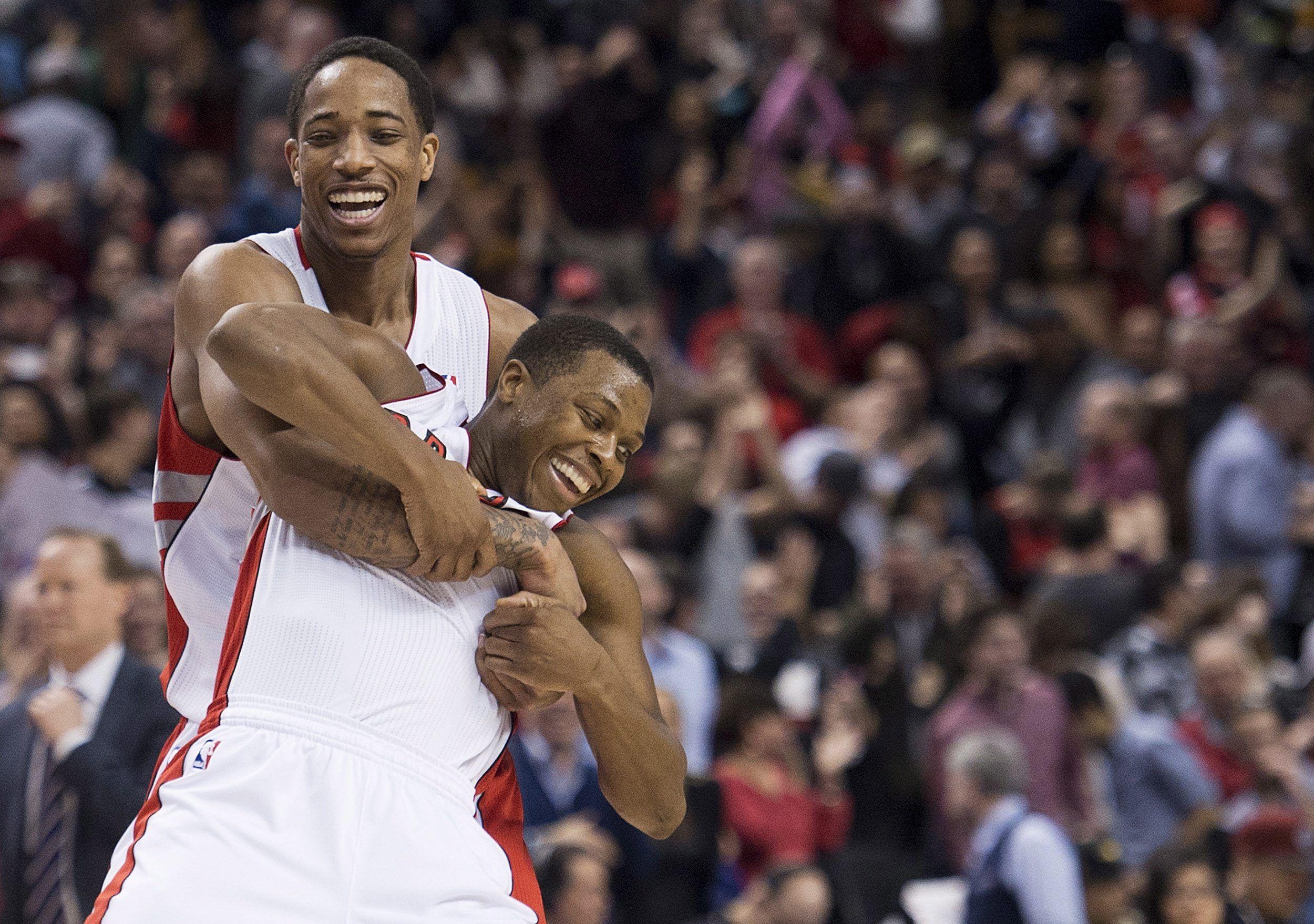 2500x1760 DeMar DeRozan jumps over Kyle Lowry for exhibition dunk Instagram, Desktop