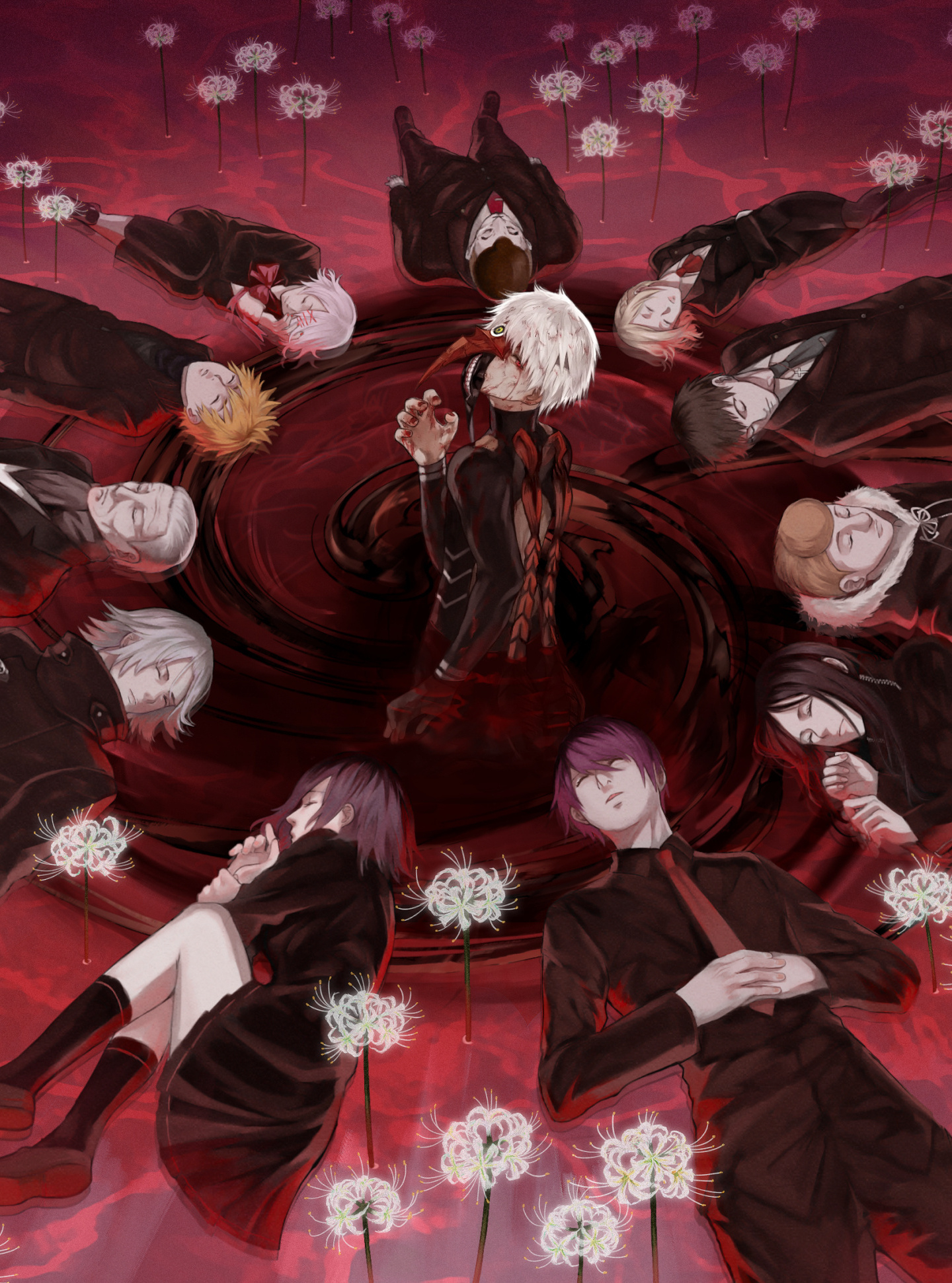 1440x1950 Download 1440x2960 wallpaper tokyo ghoul, anime, all characters, Phone