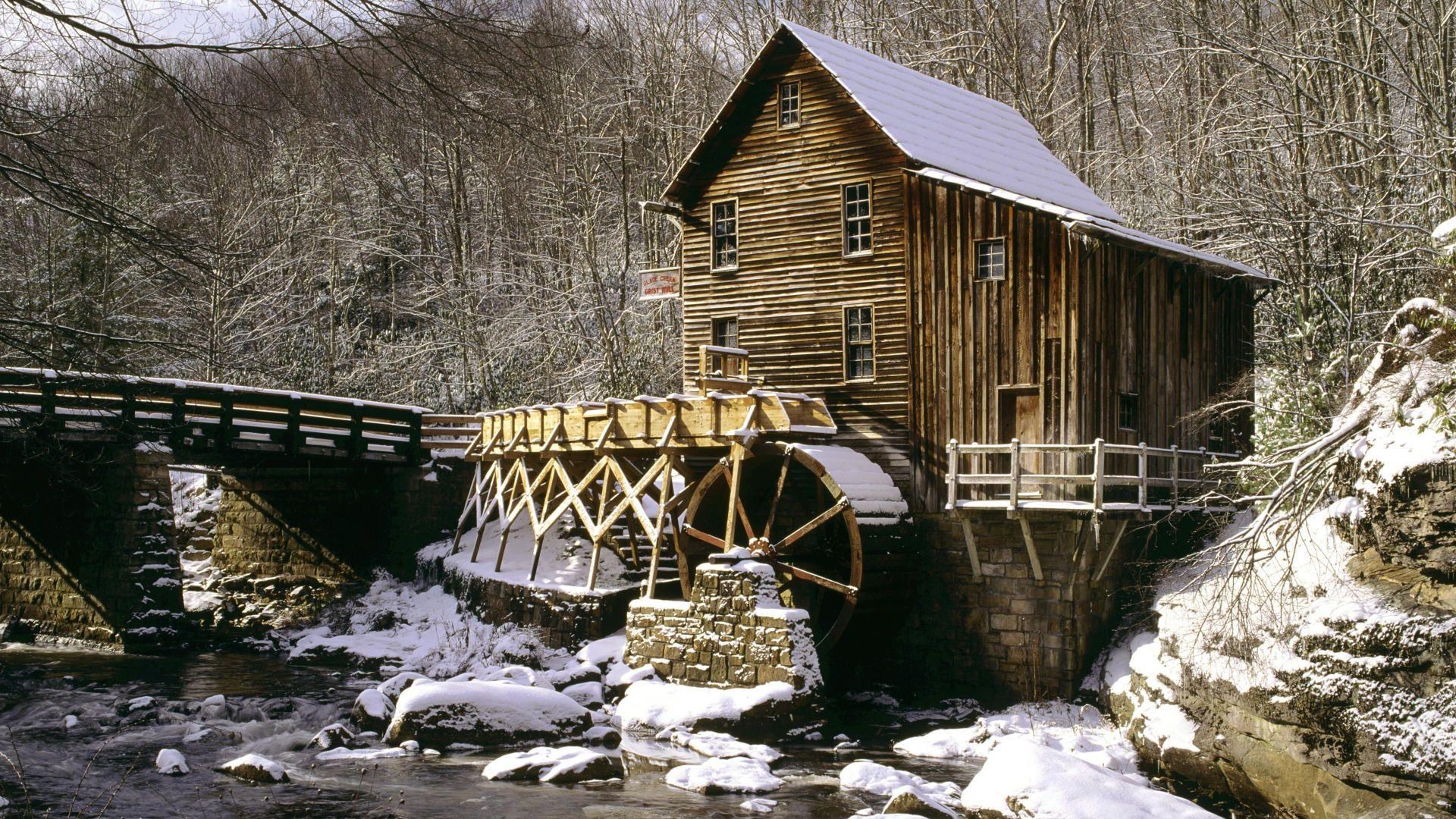 1920x1080 Winter babcock state virginia wallpaper park grist creek glade, Desktop