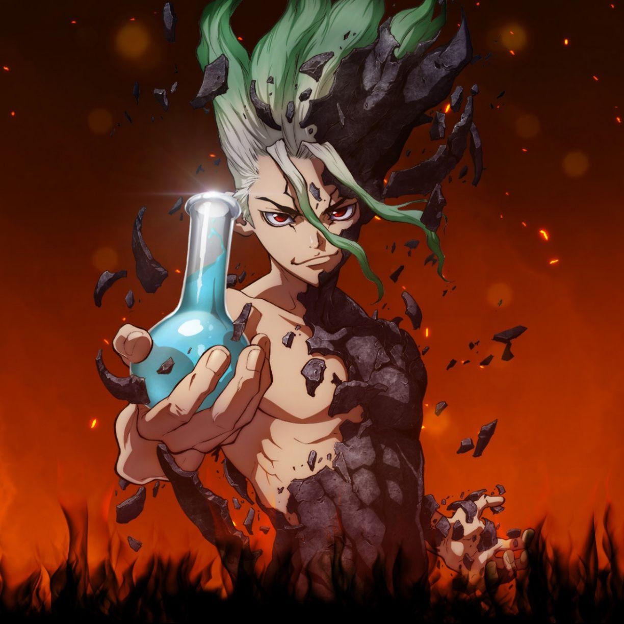 1230x1230 Anime boy, artwork, Senku Ishigami, Dr. Stone,, Phone