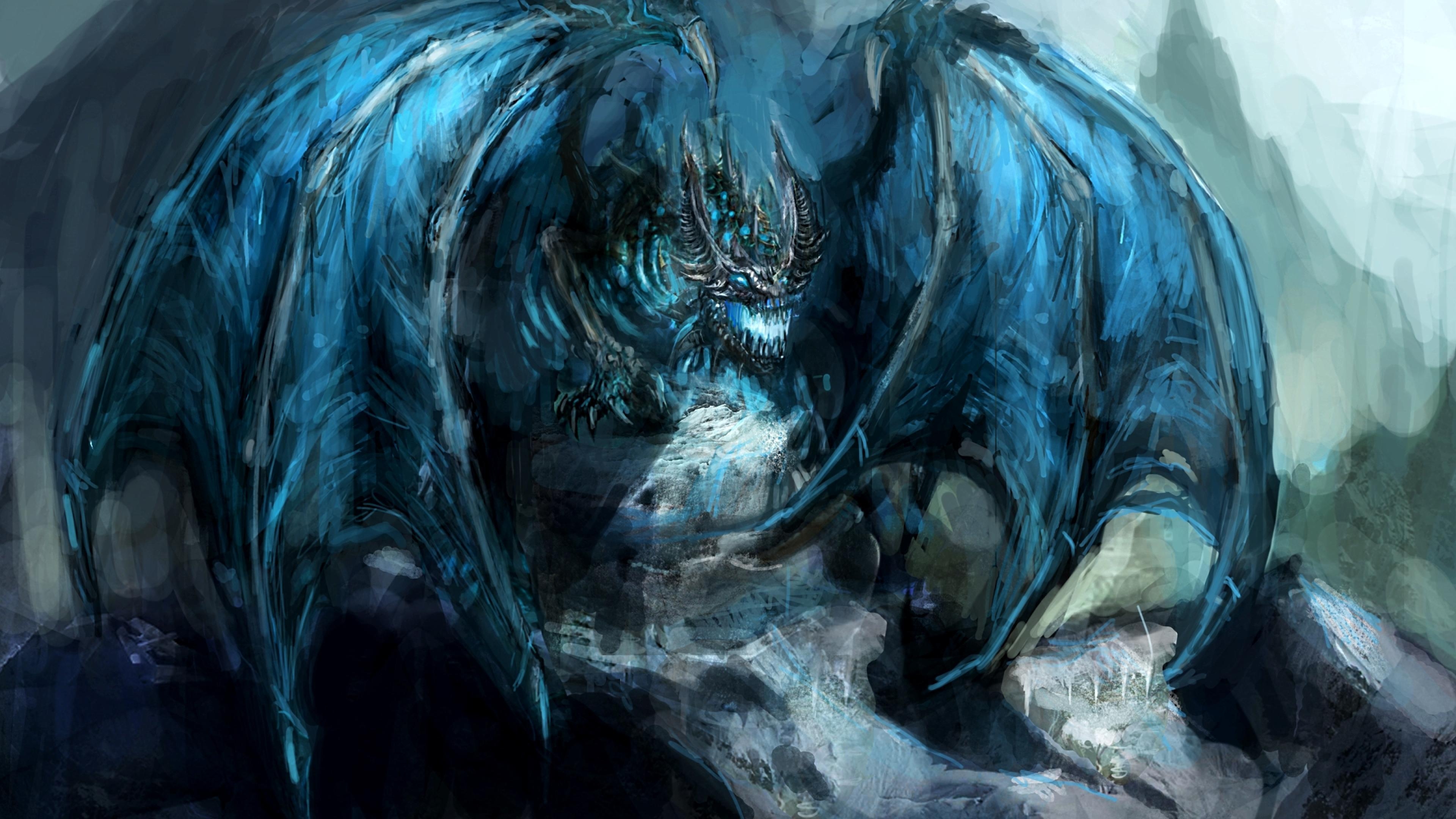 3840x2160 Wallpaper.wiki Ice Dragon Wallpaper PIC WPE003620, Desktop