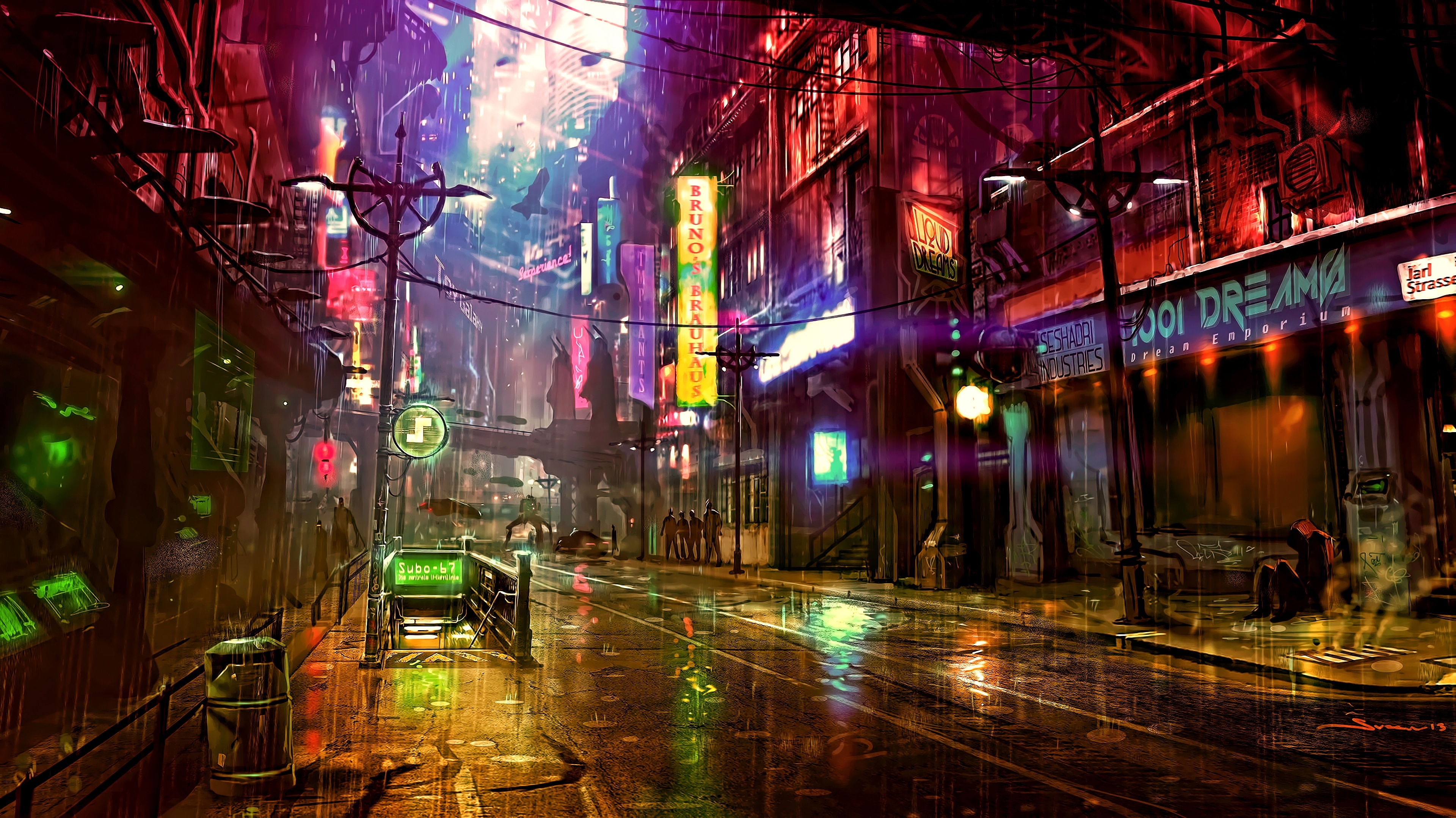 3840x2160 Wallpaper 4k Futuristic City Cyberpunk Neon Street Digital Art 4k Wallpaper, Desktop