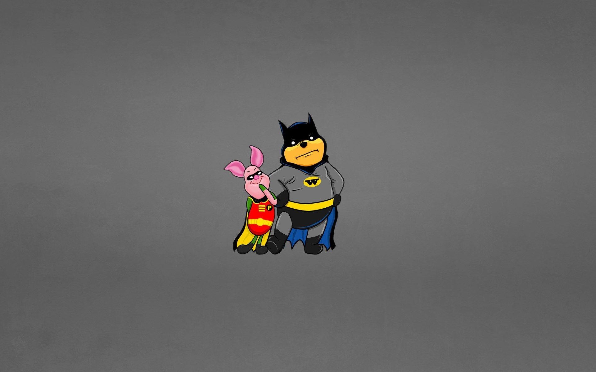 1920x1200 Winnie The Pooh Piglet Batman And Robin Cartoon Funny, Desktop