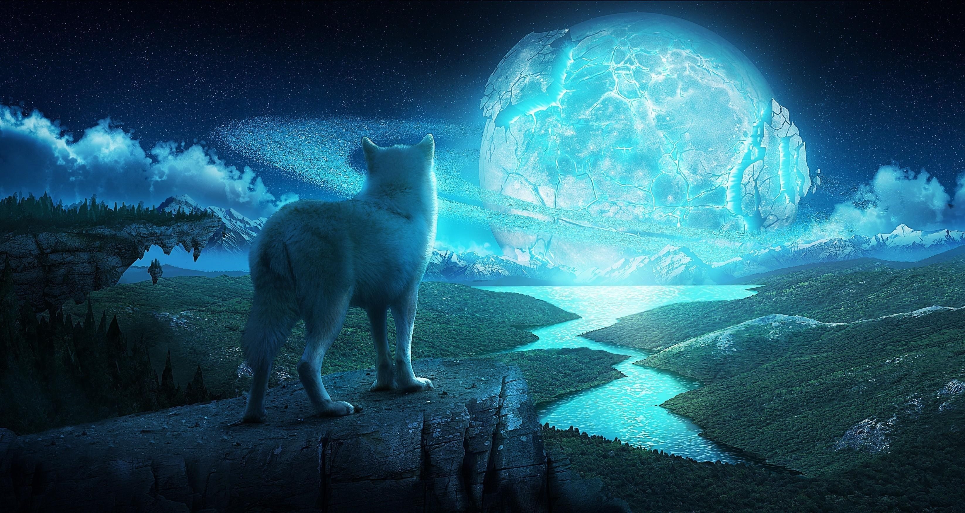 3300x1760 Magical Wolf. Wolf wallpaper, Wolf background, Fantasy wolf, Desktop