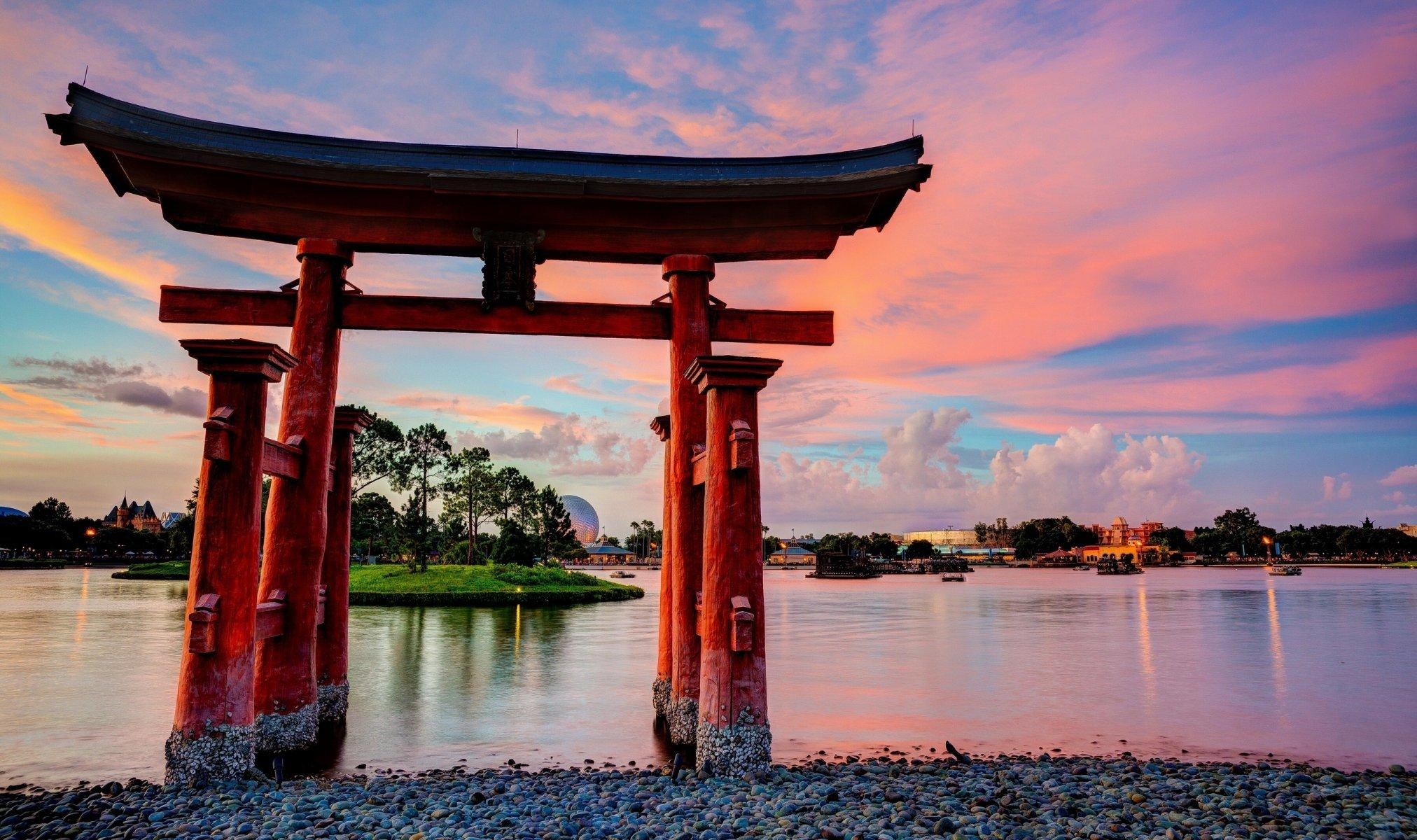 2030x1200 walt disney world bay lake florida torii gate disney lake gates, Desktop