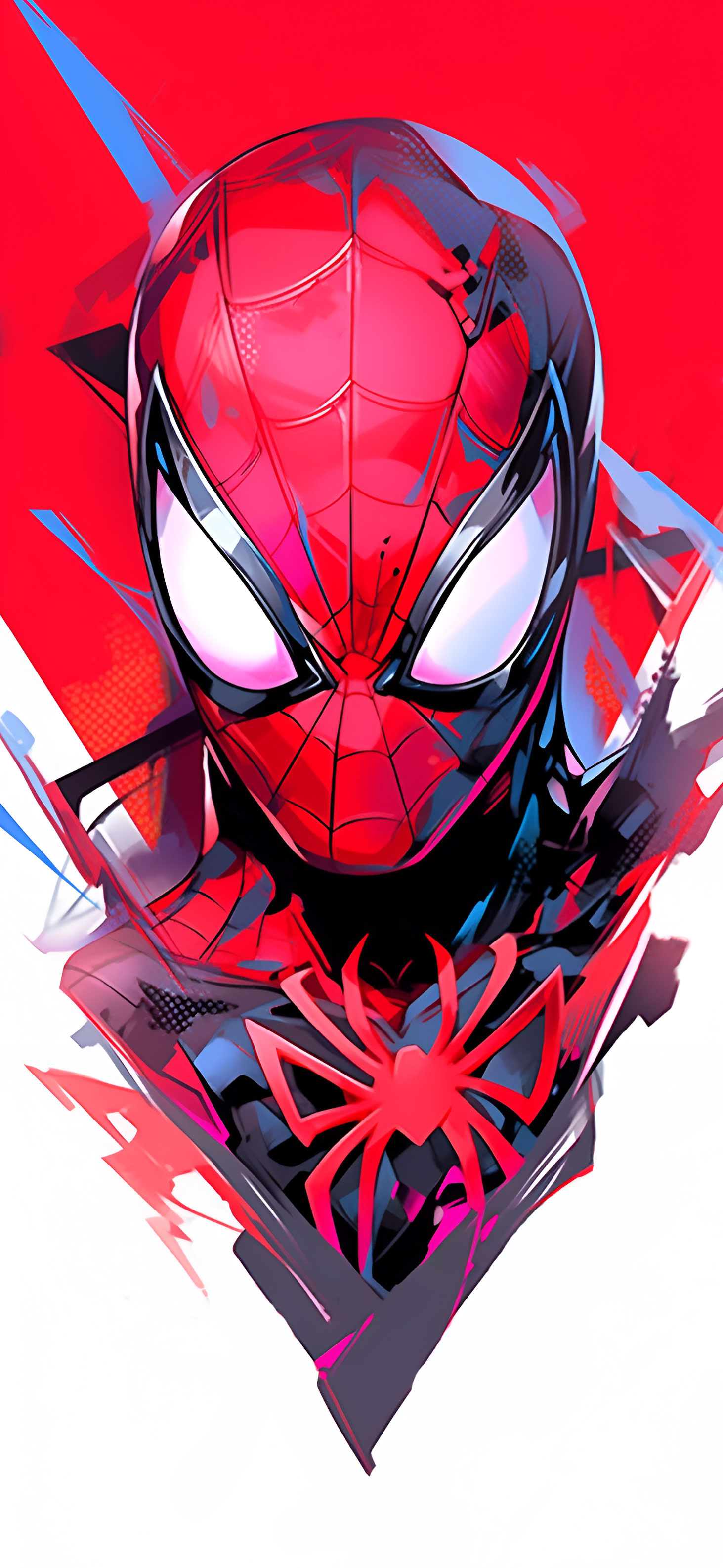 1470x3180 Spider Man Abstract Red & White Wallpaper, Phone