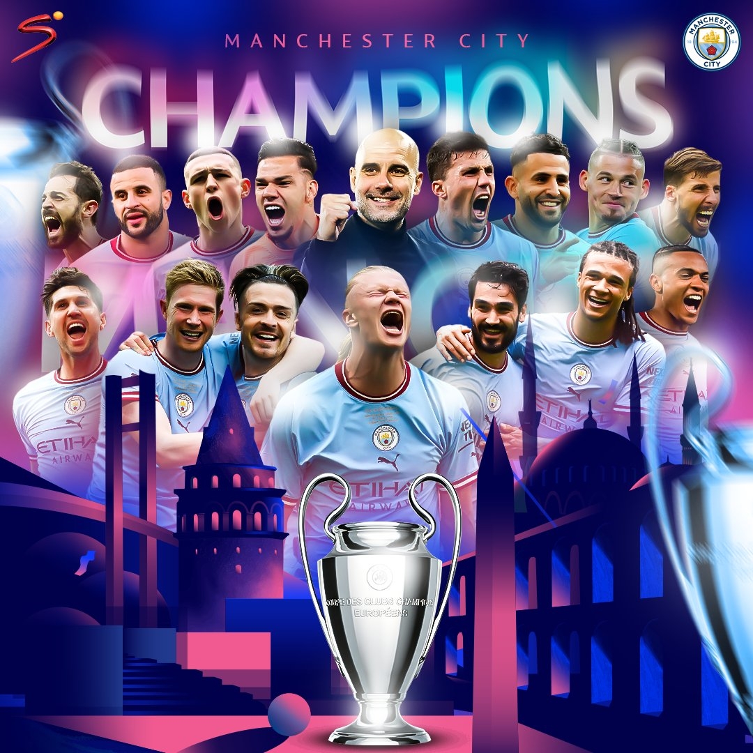 1080x1080 Manchester City UEFA Champions League 2023 Champions, Phone