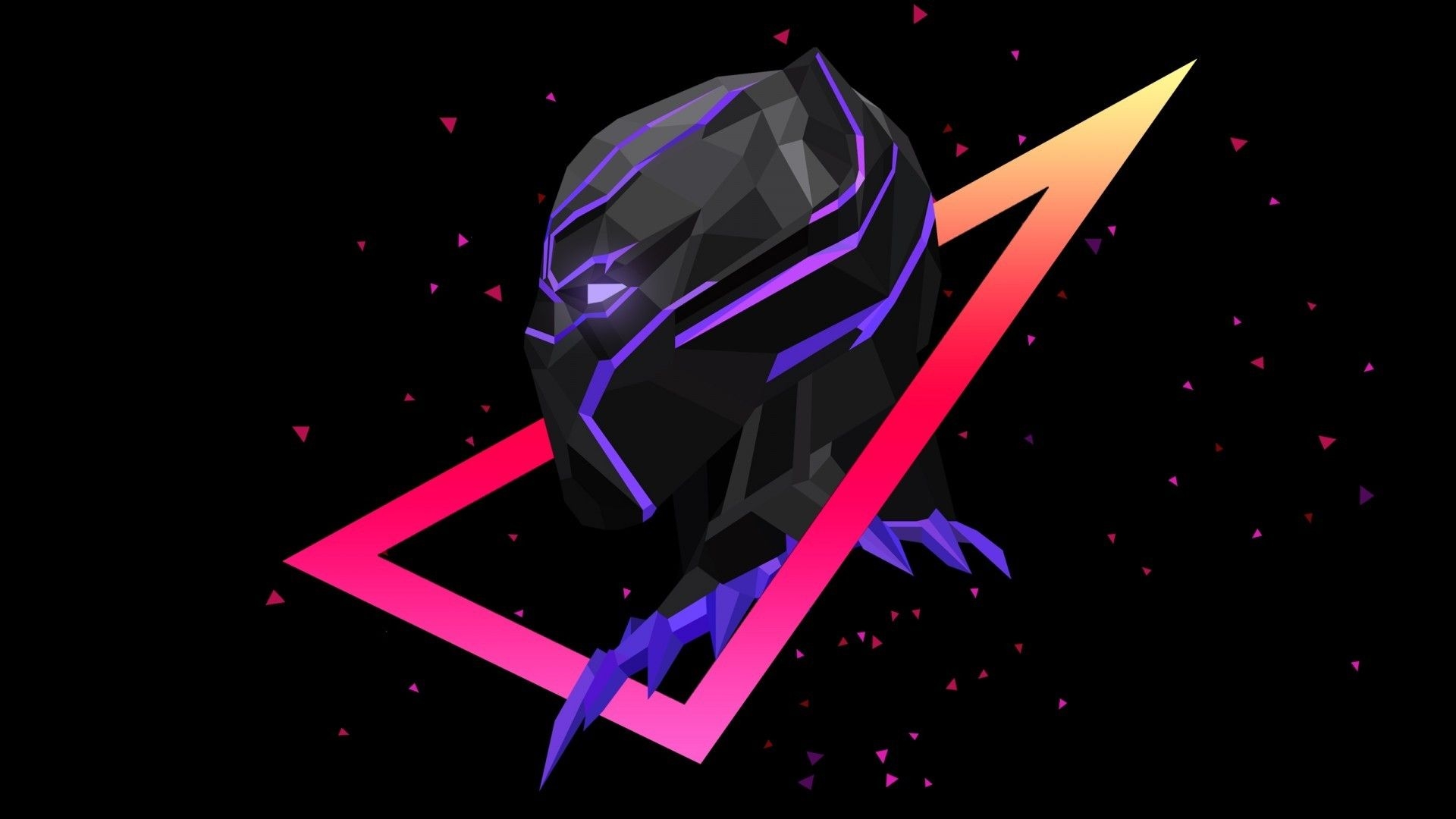 1920x1080 Download  Black Panther, Profile View, Low Poly Wallpaper for Widescreen, Desktop